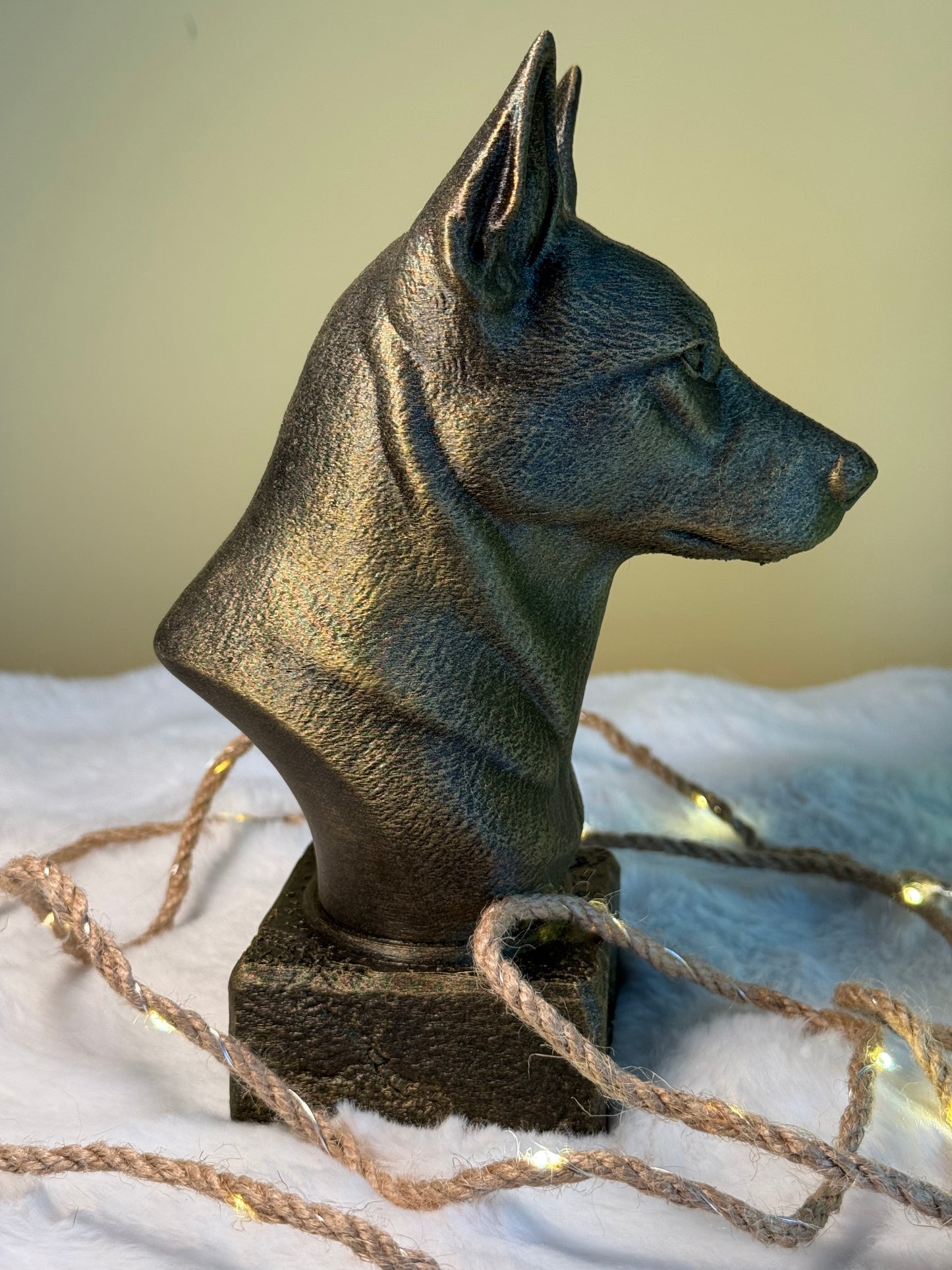 Australian Kelpie side view antique style bust – Australian Kelpie 3D printed dog statue home decor