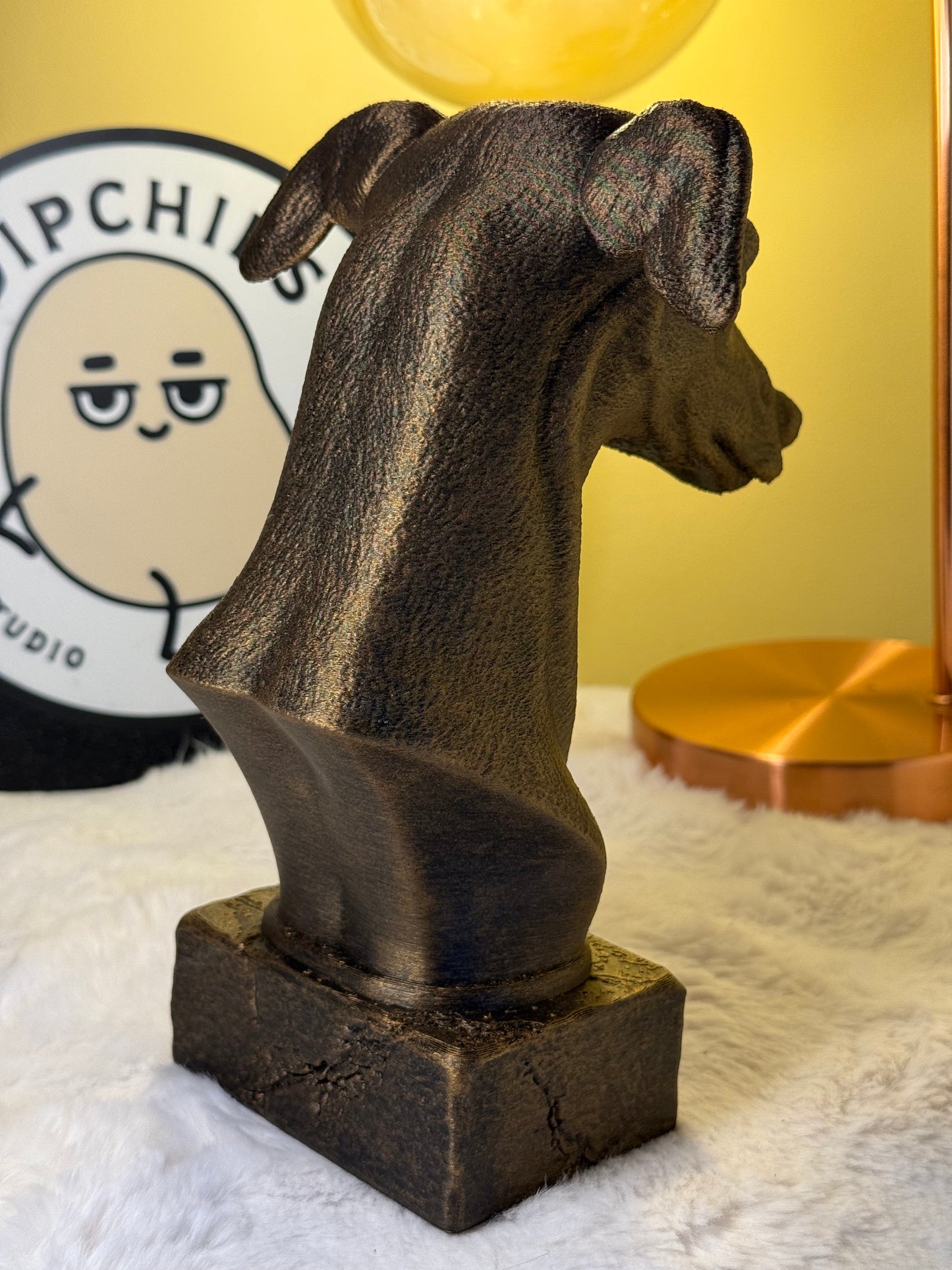 Greyhound full antique bust sculpture – 3D printed Greyhound statue, collectible home decor gift