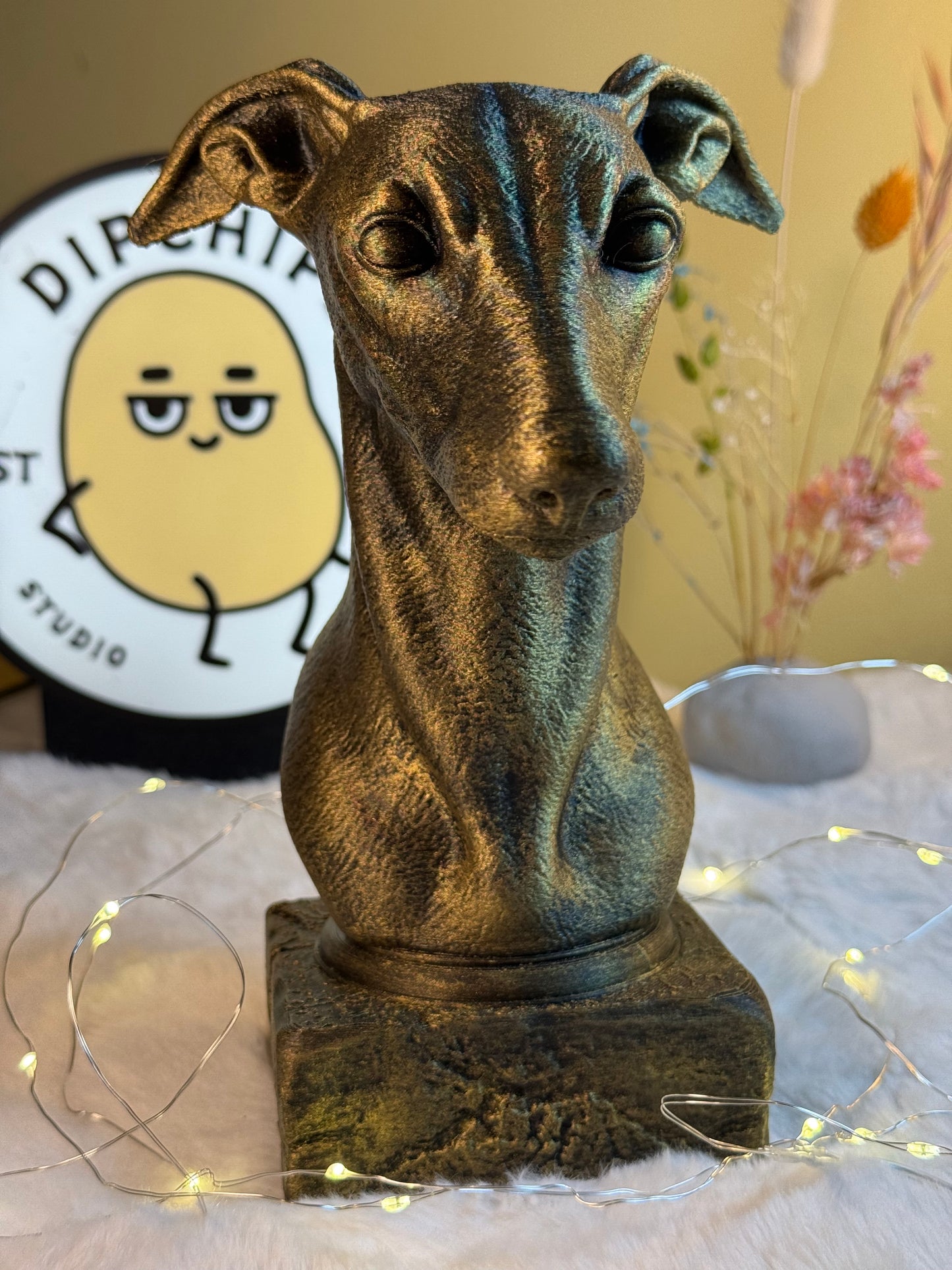 Whippet Dog Antique Bust