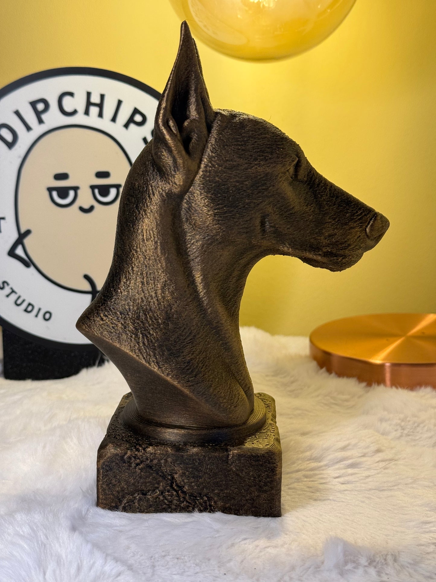 Pinscher full antique bust sculpture – 3D printed Pinscher statue, collectible home decor gift