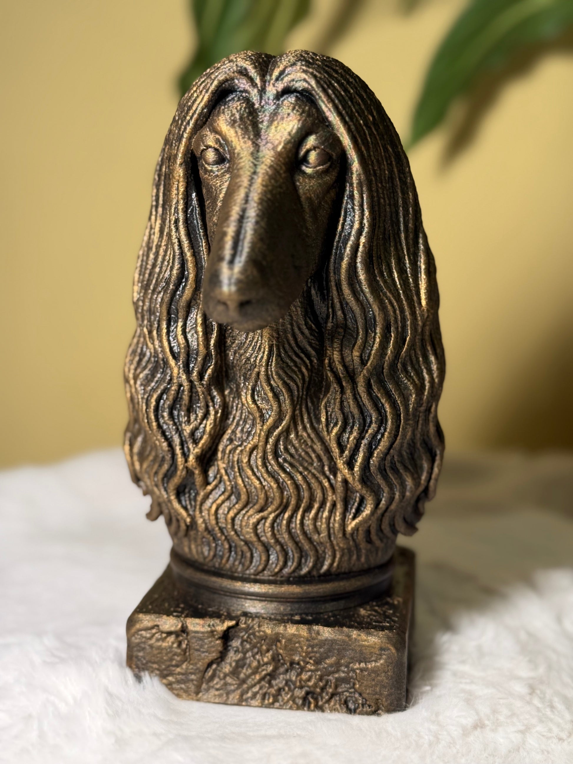 Afghan Hound antique bust – hand-painted 3D print dog statue collectible decor