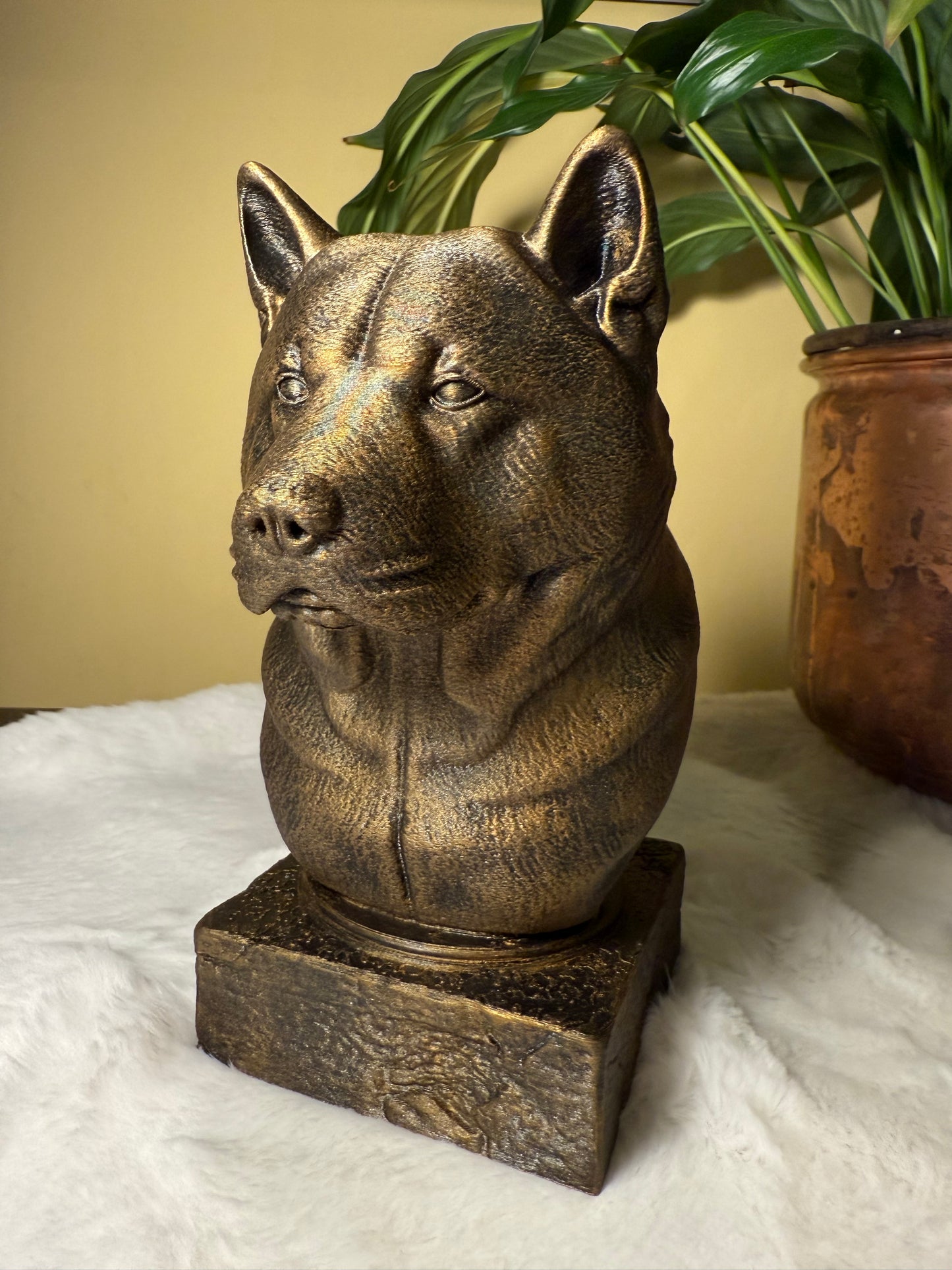 Akita antique bust – hand-painted 3D print dog statue collectible decor
