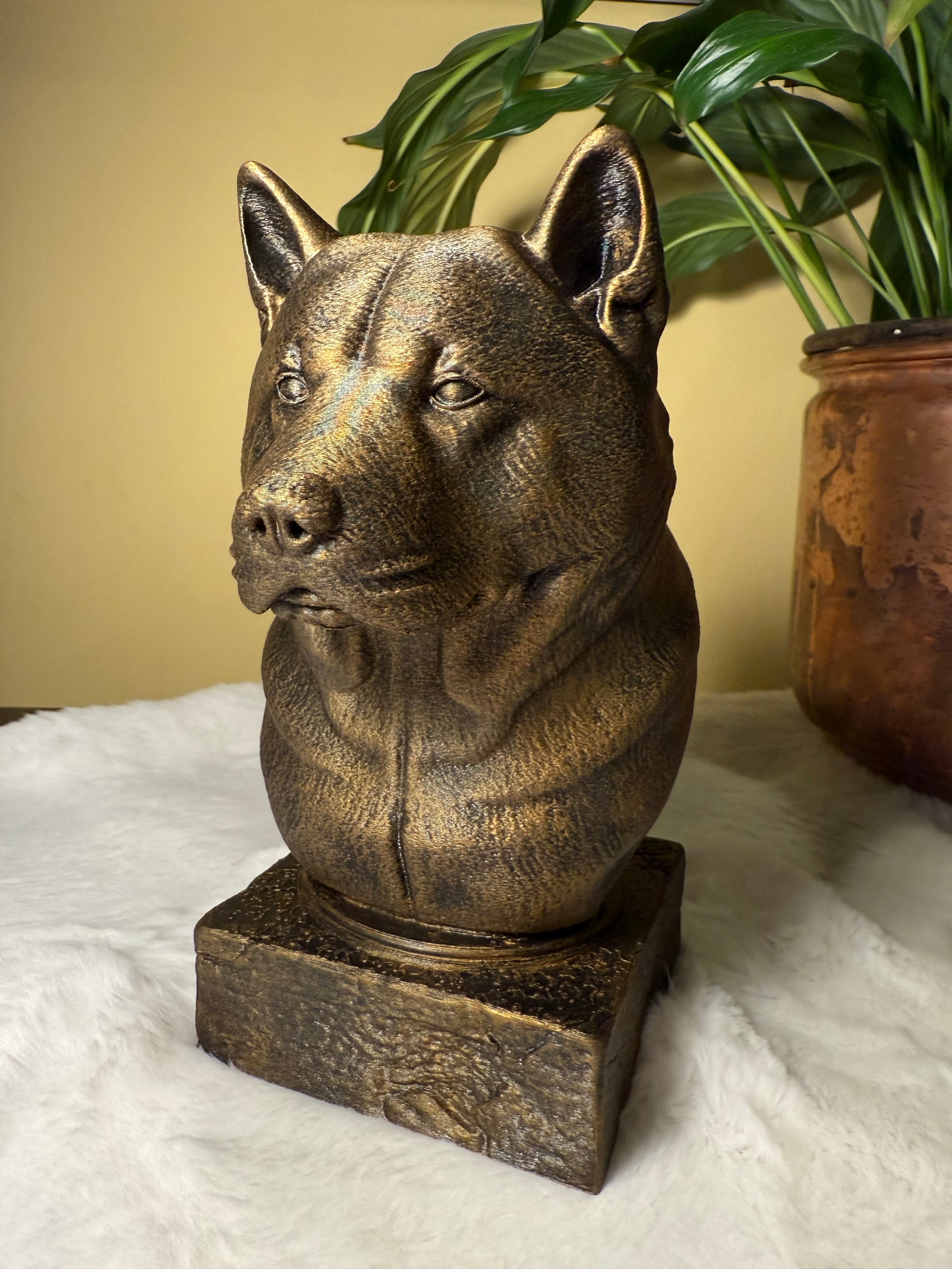 Akita antique bust – hand-painted 3D print dog statue collectible decor