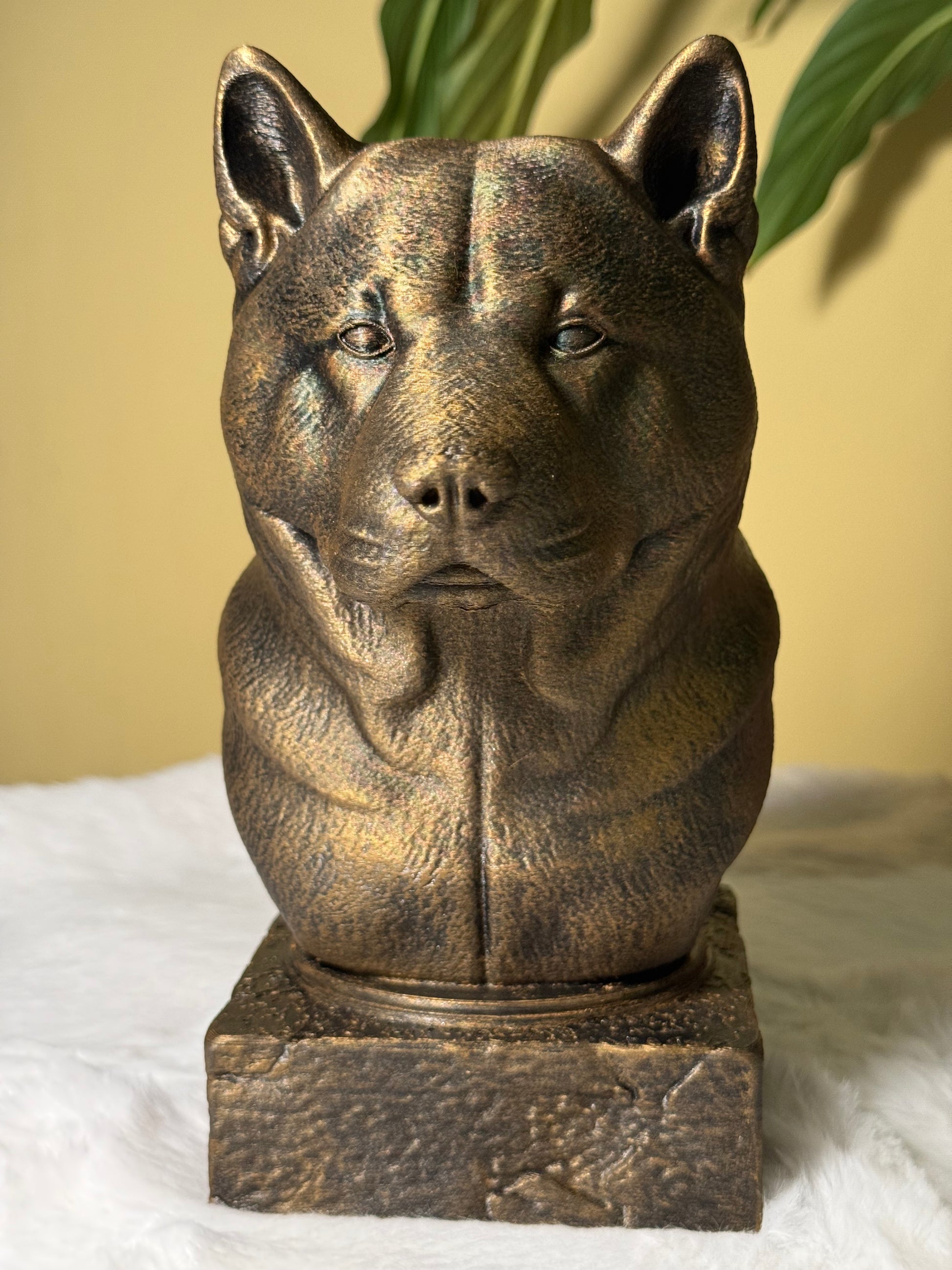Akita side view antique style bust – Akita 3D printed dog statue home decor