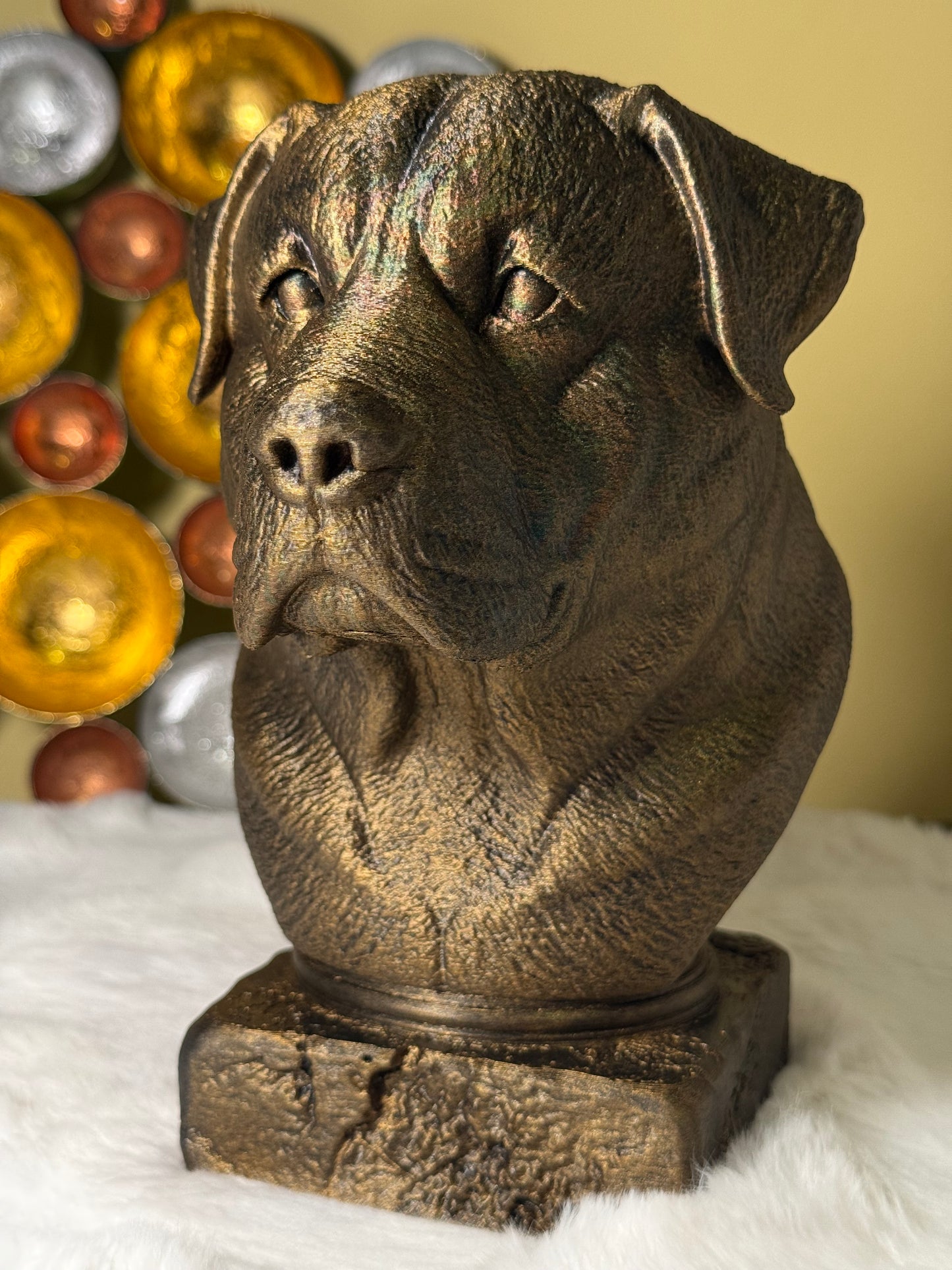 Alabai Central Asian Shepherd antique bust – hand-painted 3D print dog statue collectible decor