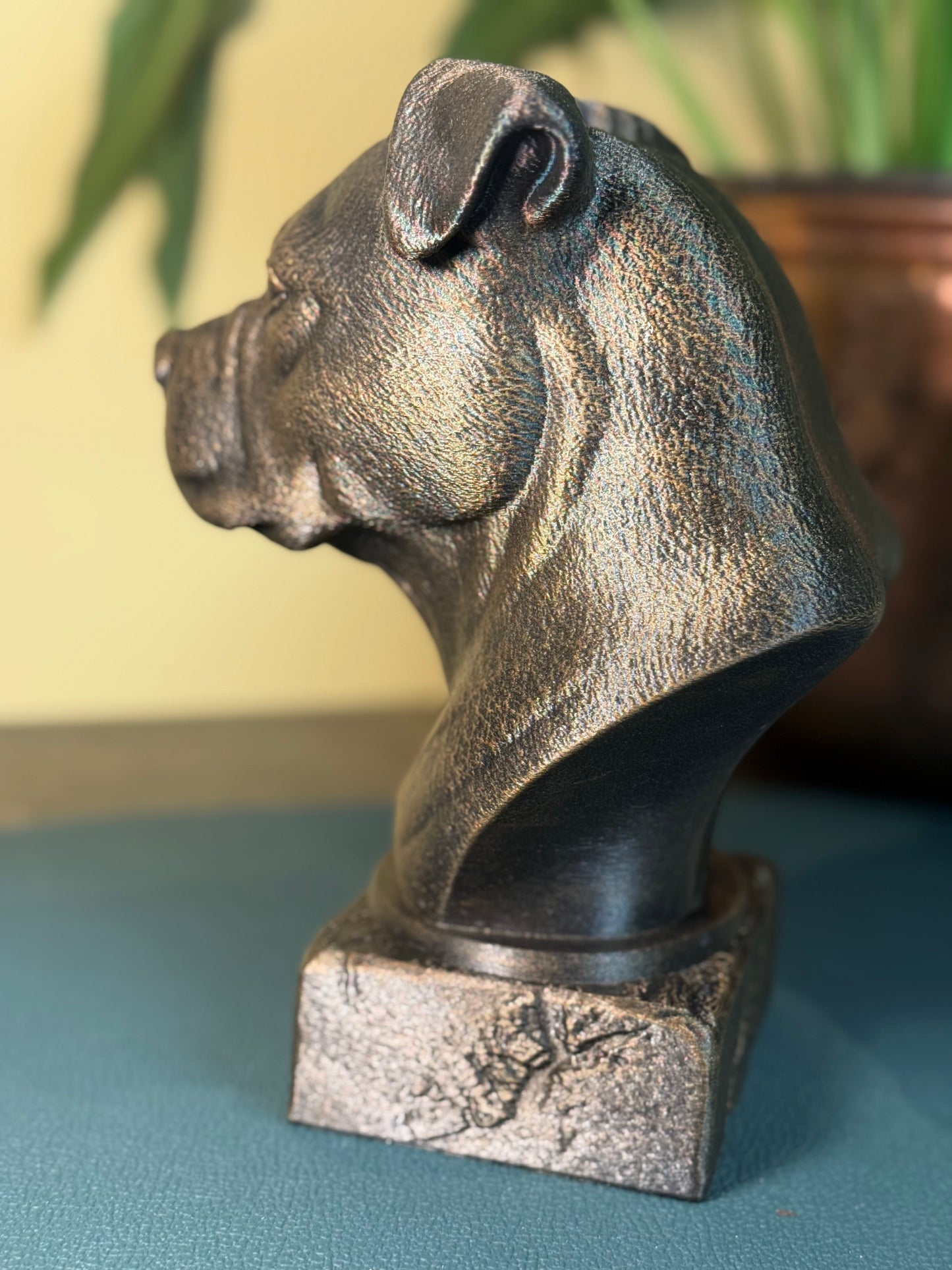 American Bully Natural Ears Antique Bust