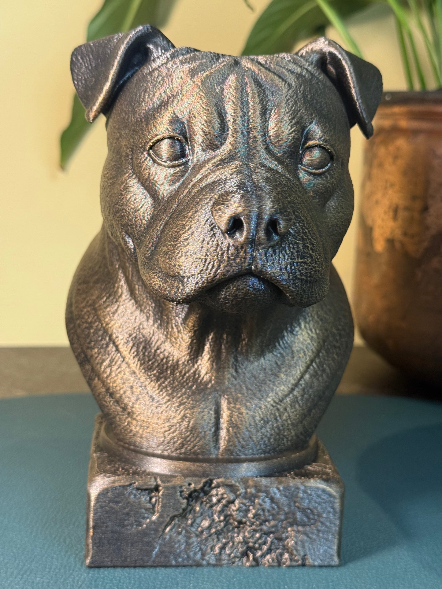 American Bully Natural Ears Antique Bust