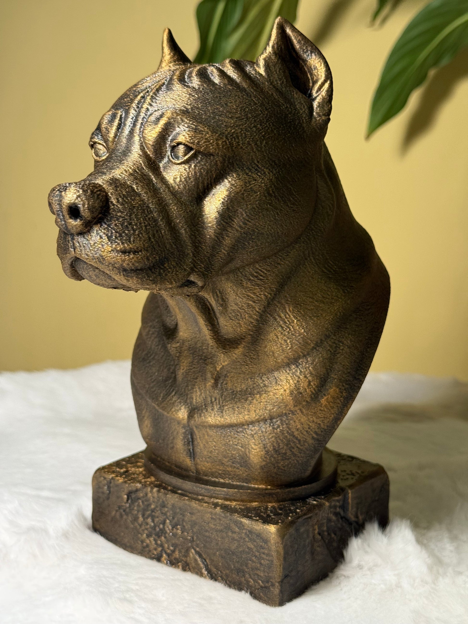 American Stafford side view antique style bust – American Stafford 3D printed dog statue home decor