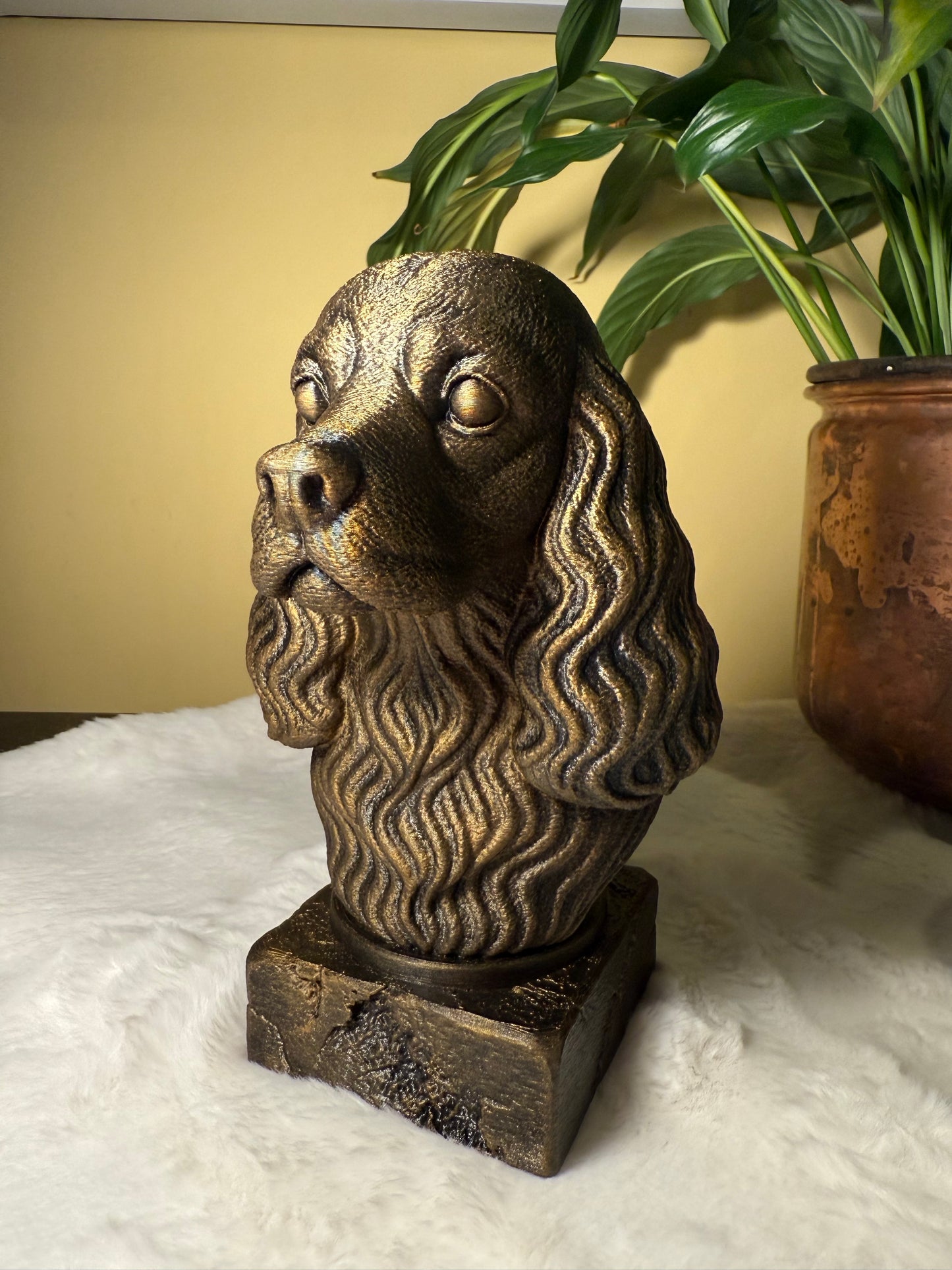 American Cocker Spaniel side view antique style bust – American Cocker Spaniel 3D printed dog statue home decor