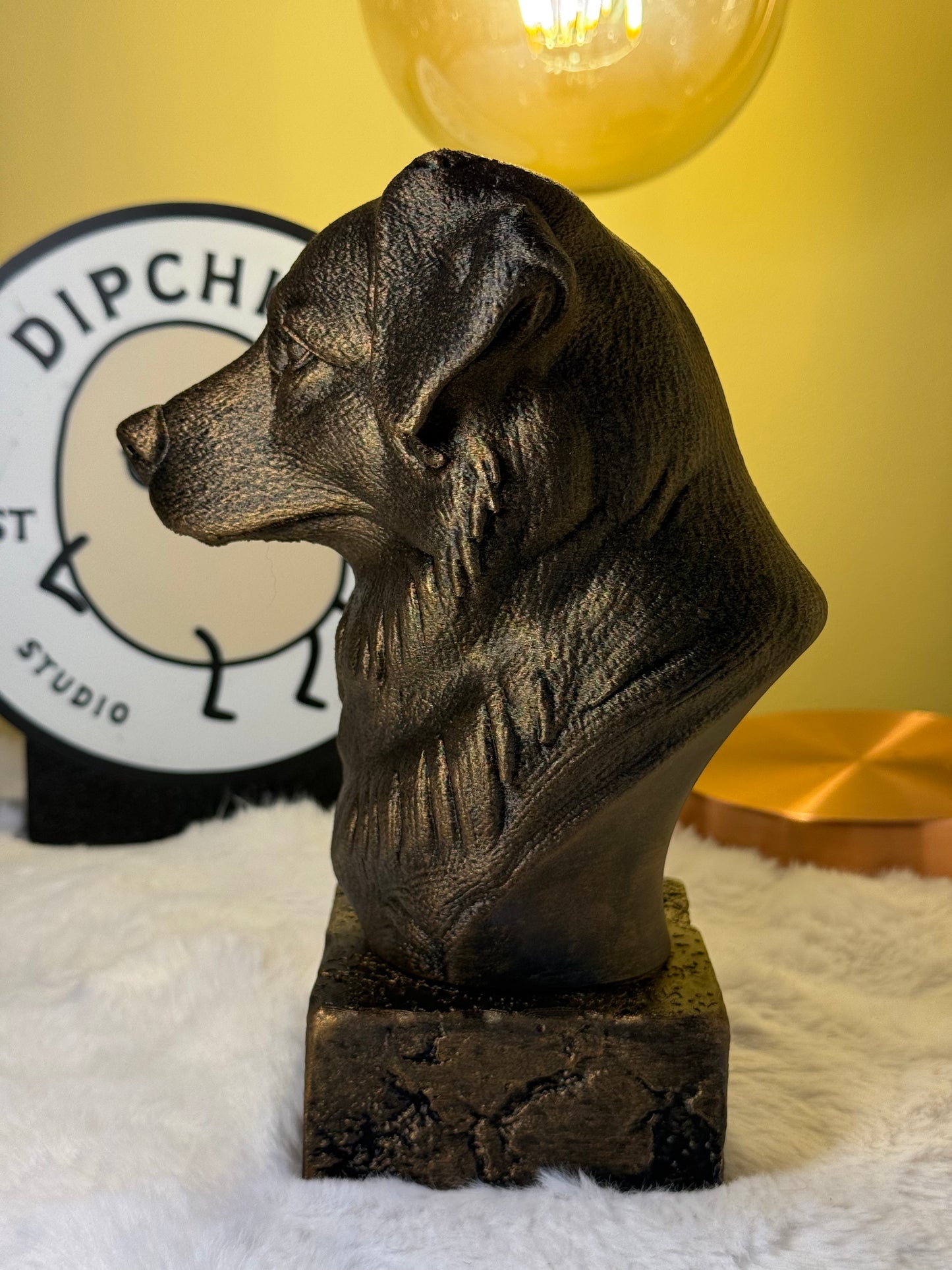 Australian Kelpie side view antique style bust – Australian Kelpie 3D printed dog statue home decor