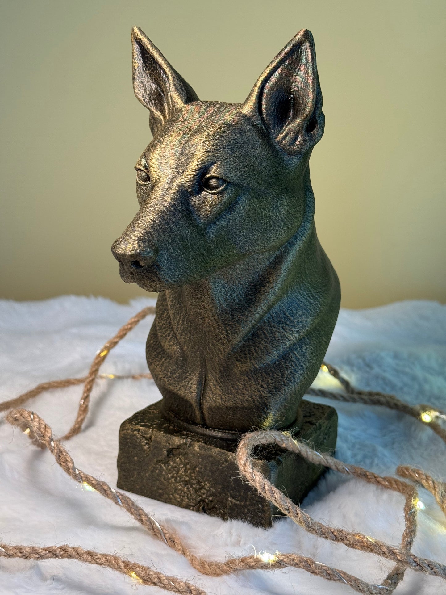 Australian Kelpie antique bust – hand-painted 3D print dog statue collectible decor