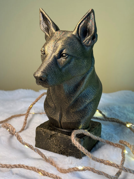 Australian Kelpie antique bust – hand-painted 3D print dog statue collectible decor