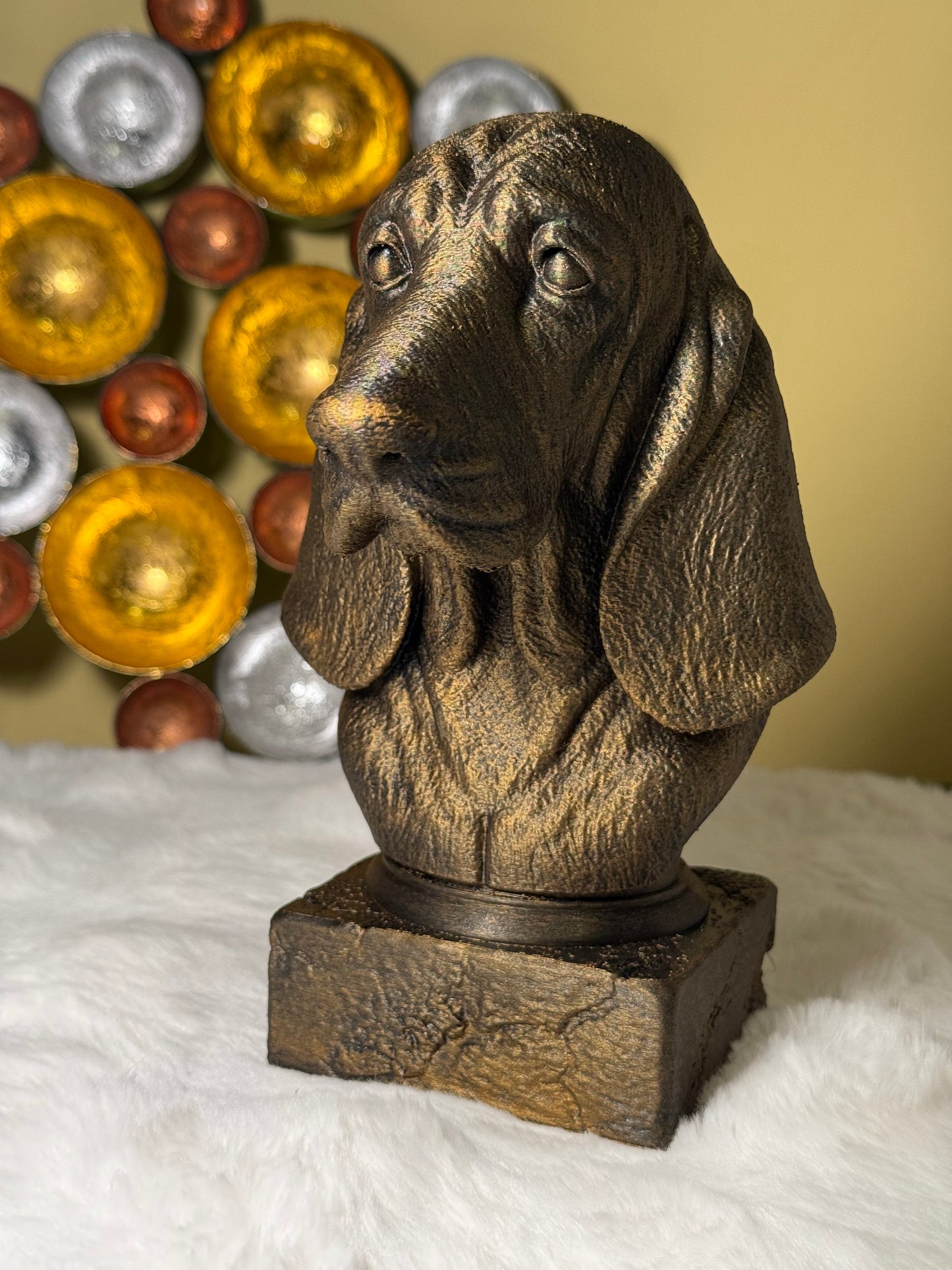 Basset Hound antique bust – hand-painted 3D print dog statue collectible decor