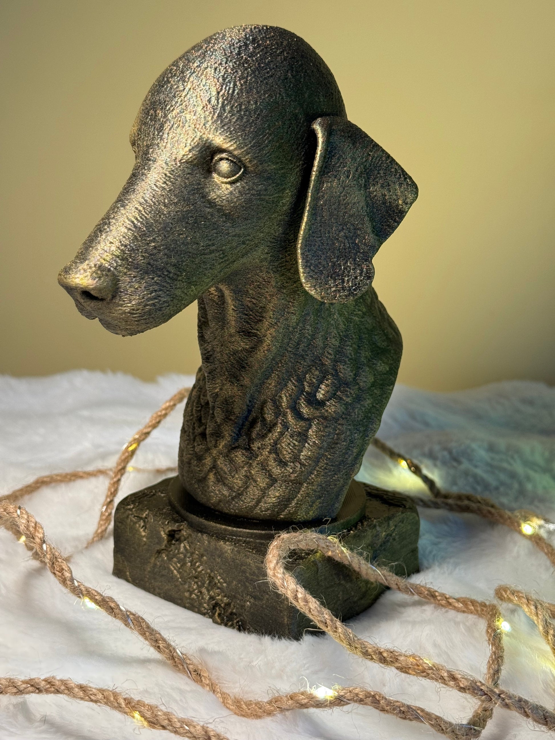 Bedlington antique bust – hand-painted 3D print dog statue collectible decor