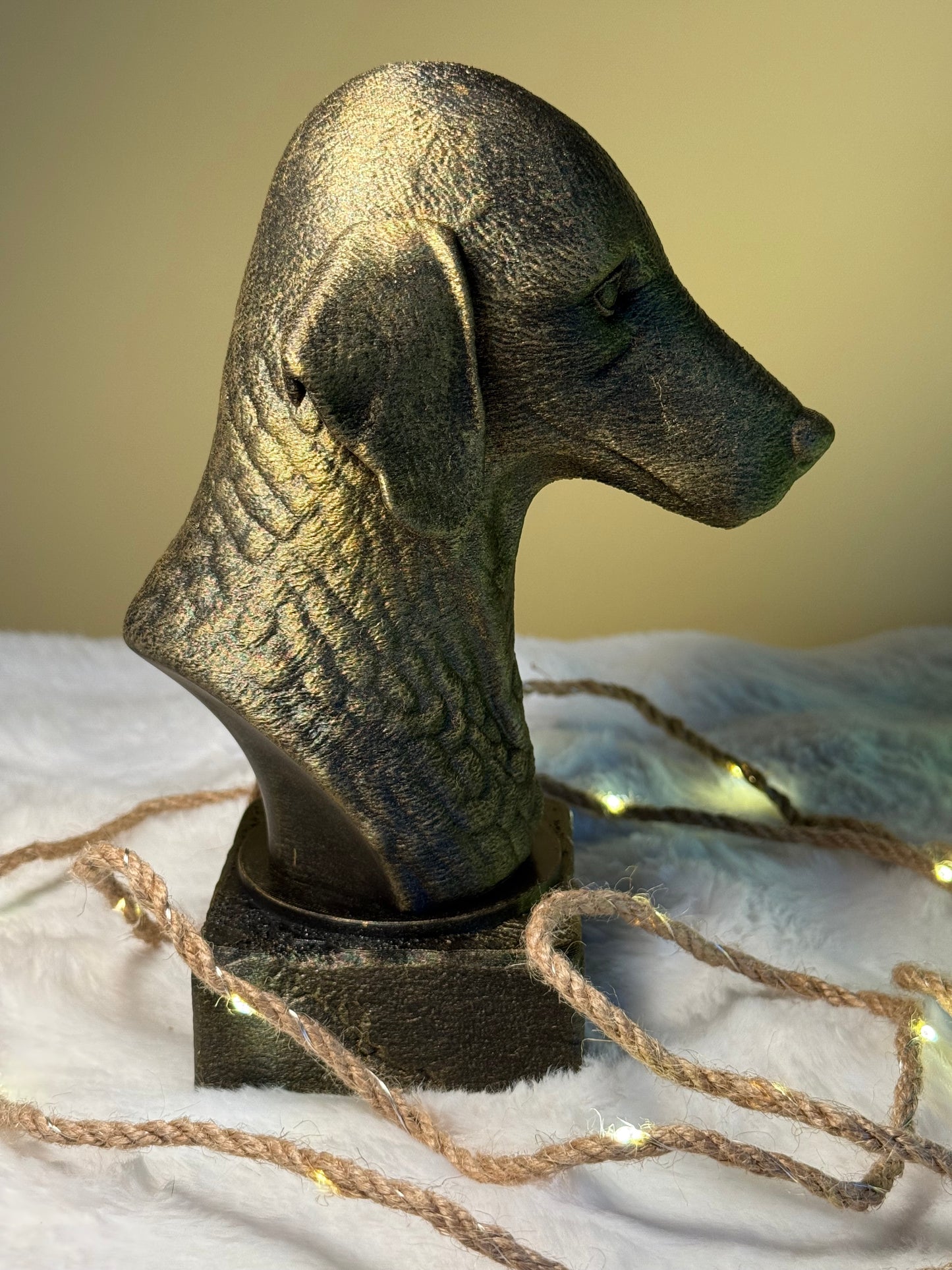Bedlington side view antique style bust – Bedlington 3D printed dog statue home decor