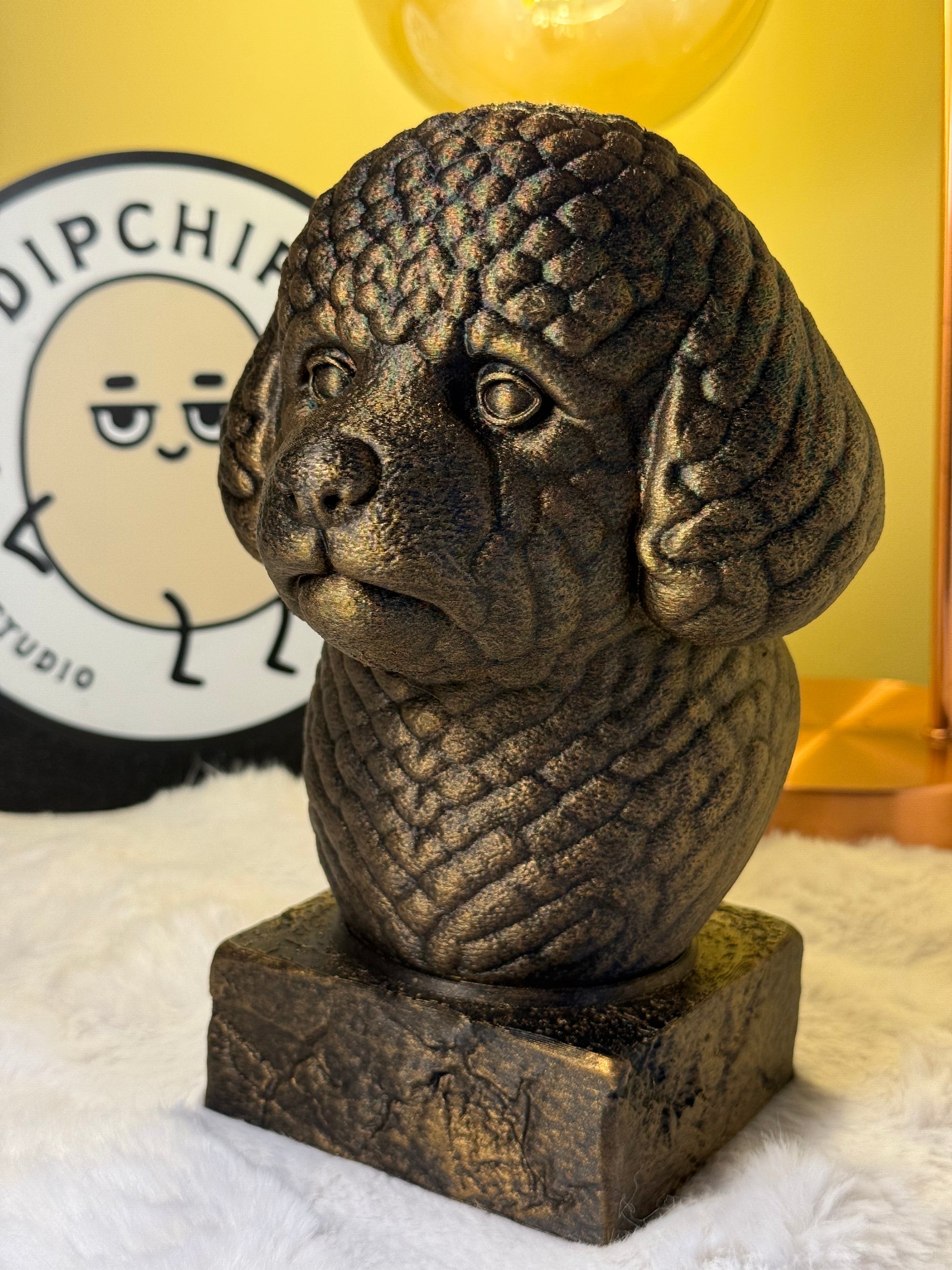 Bichon Frise antique bust – hand-painted 3D print dog statue collectible decor