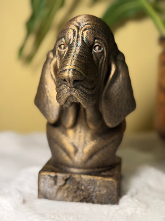 Bloodhound antique bust – hand-painted 3D print dog statue collectible decor