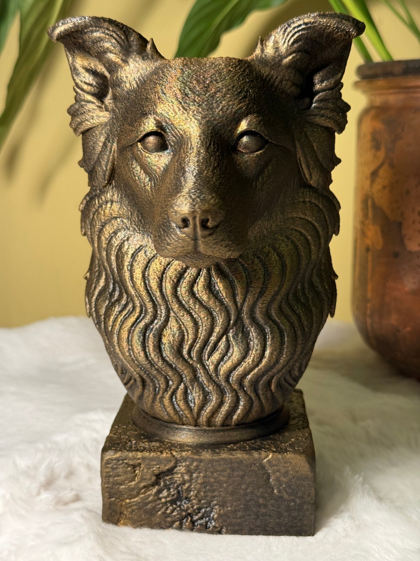 Border Collie antique bust – hand-painted 3D print dog statue collectible decor