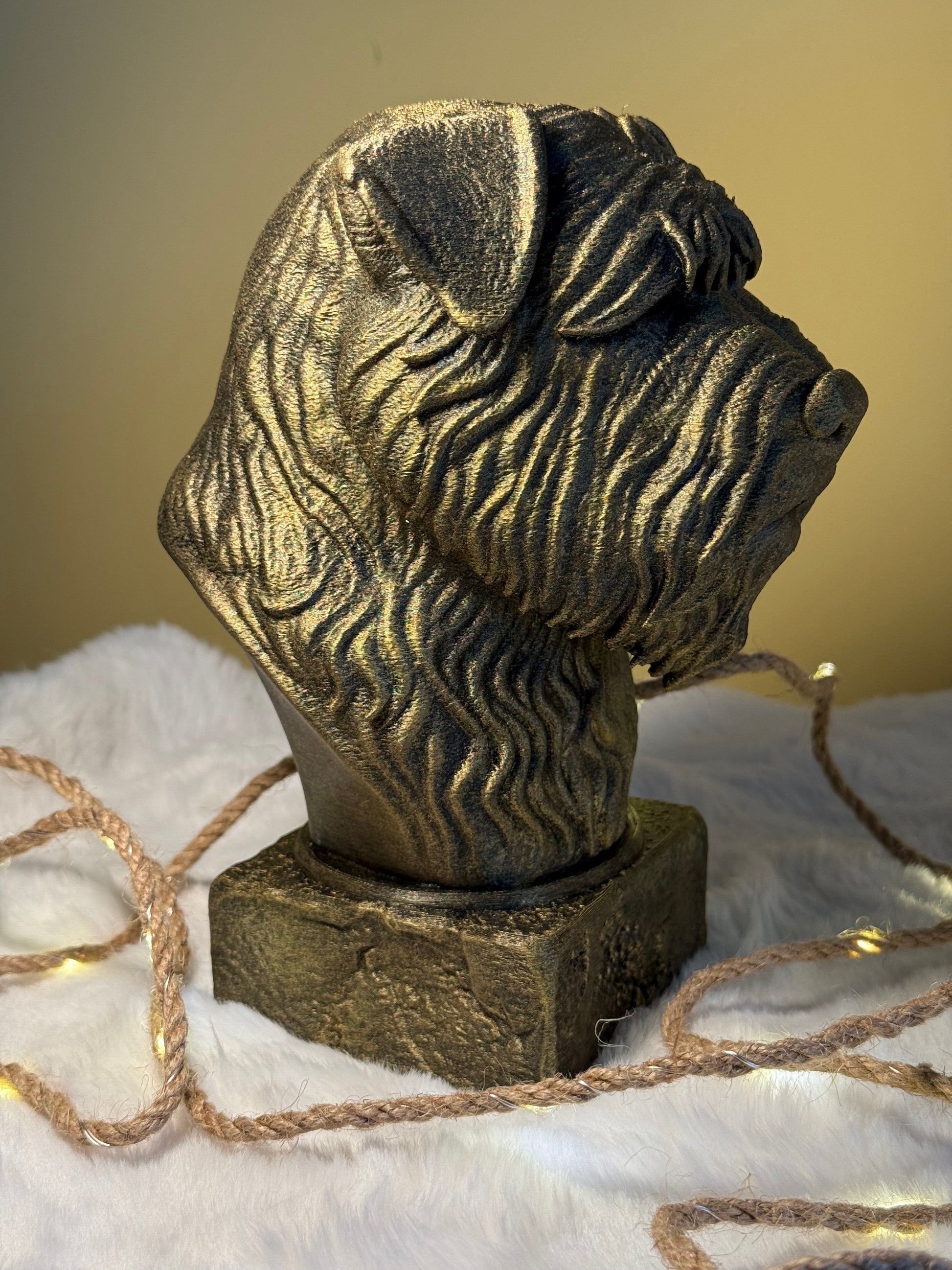 Bouvier Des Flandres full antique bust sculpture – 3D printed Bouvier Des Flandres statue, collectible home decor gift