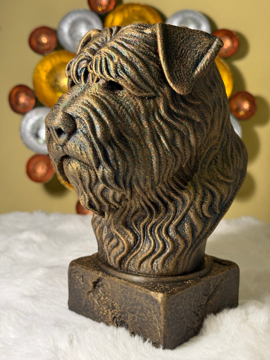 Bouvier Des Flandres antique bust – hand-painted 3D print dog statue collectible decor