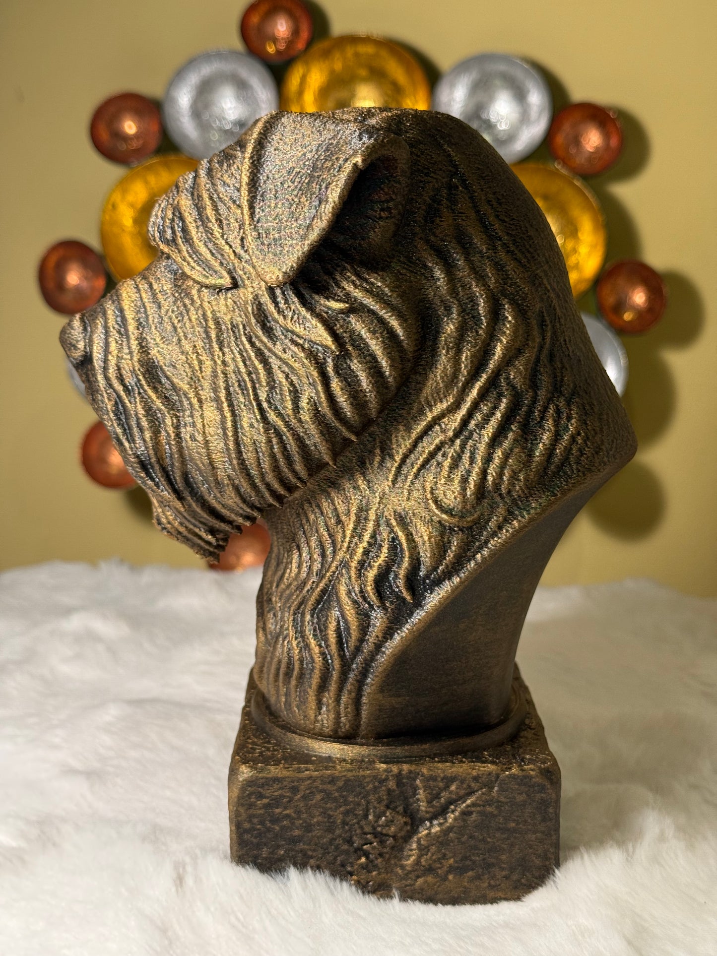 Bouvier Des Flandres side view antique style bust – Bouvier Des Flandres 3D printed dog statue home decor