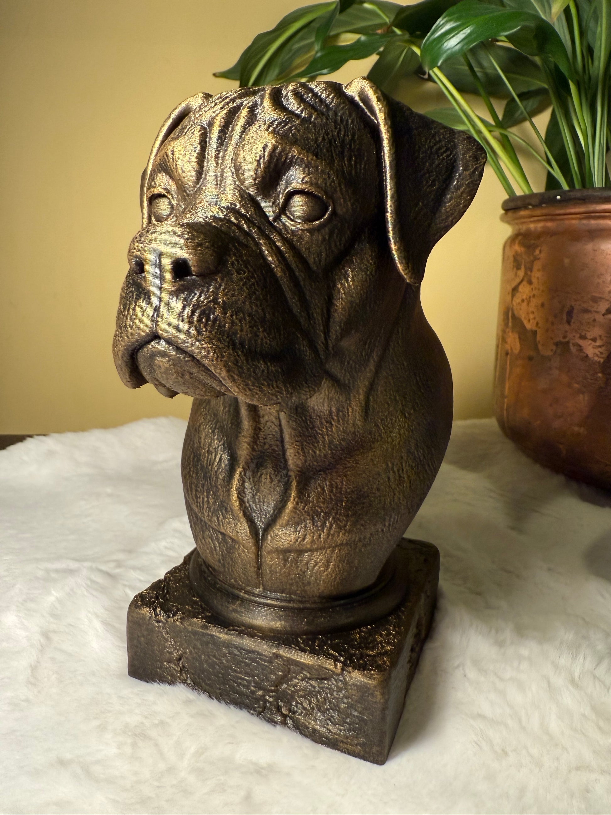 Boxer antique bust – hand-painted 3D print dog statue collectible decor