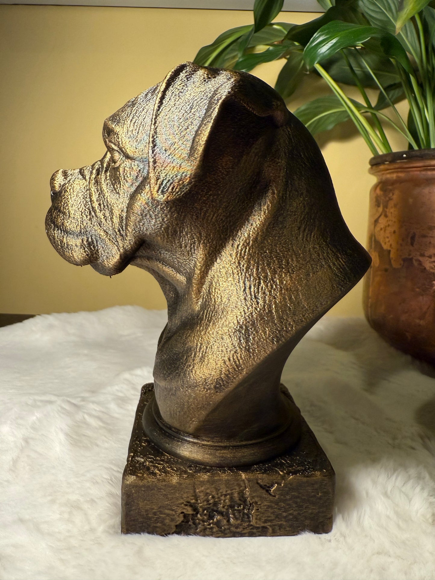 Boxer side view antique style bust – Boxer 3D printed dog statue home decor