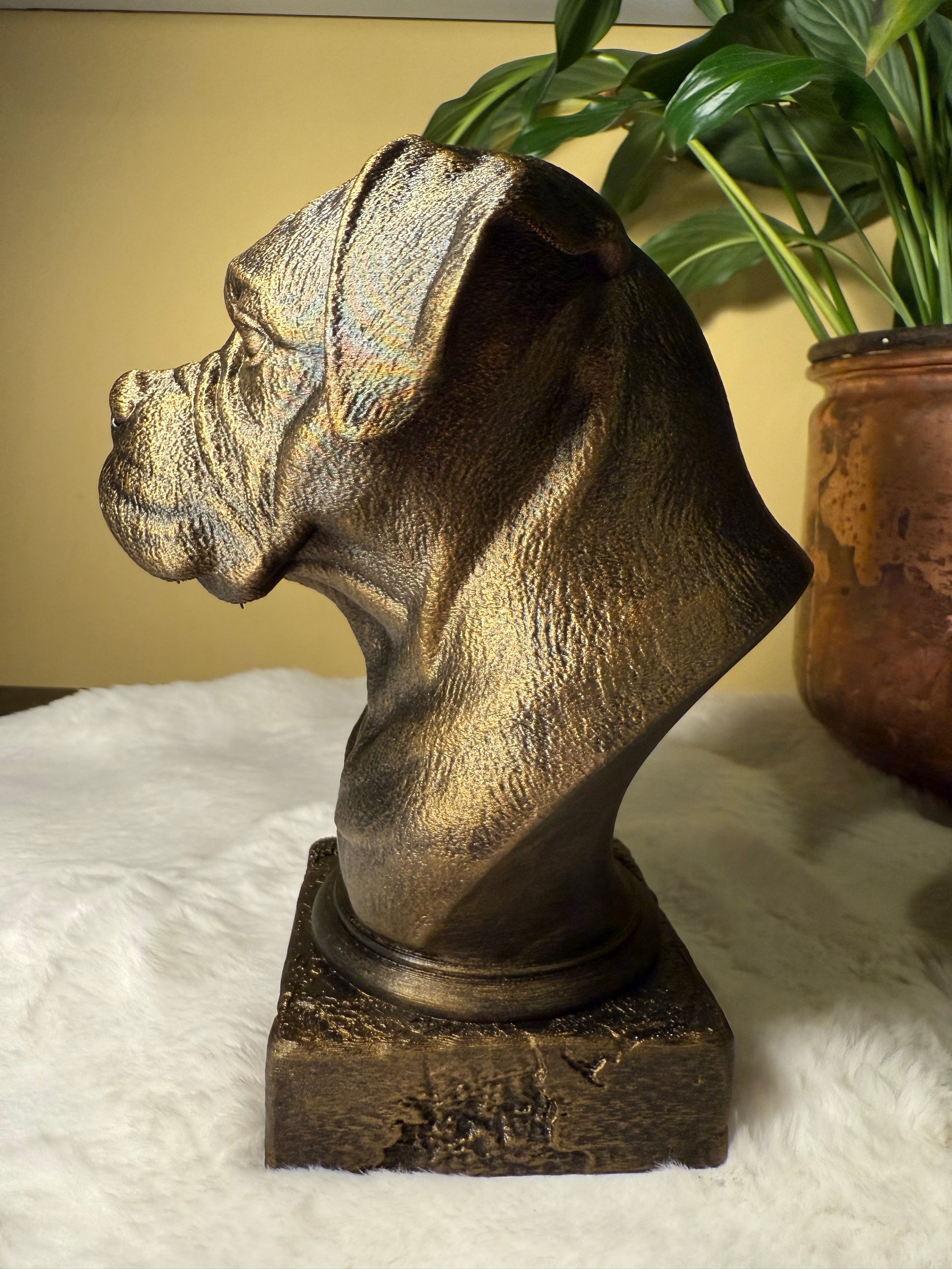 Boxer side view antique style bust – Boxer 3D printed dog statue home decor