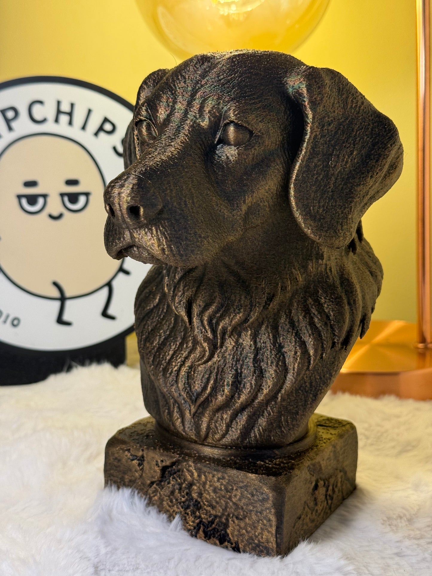 Brittany Spaniel antique bust – hand-painted 3D print dog statue collectible decor