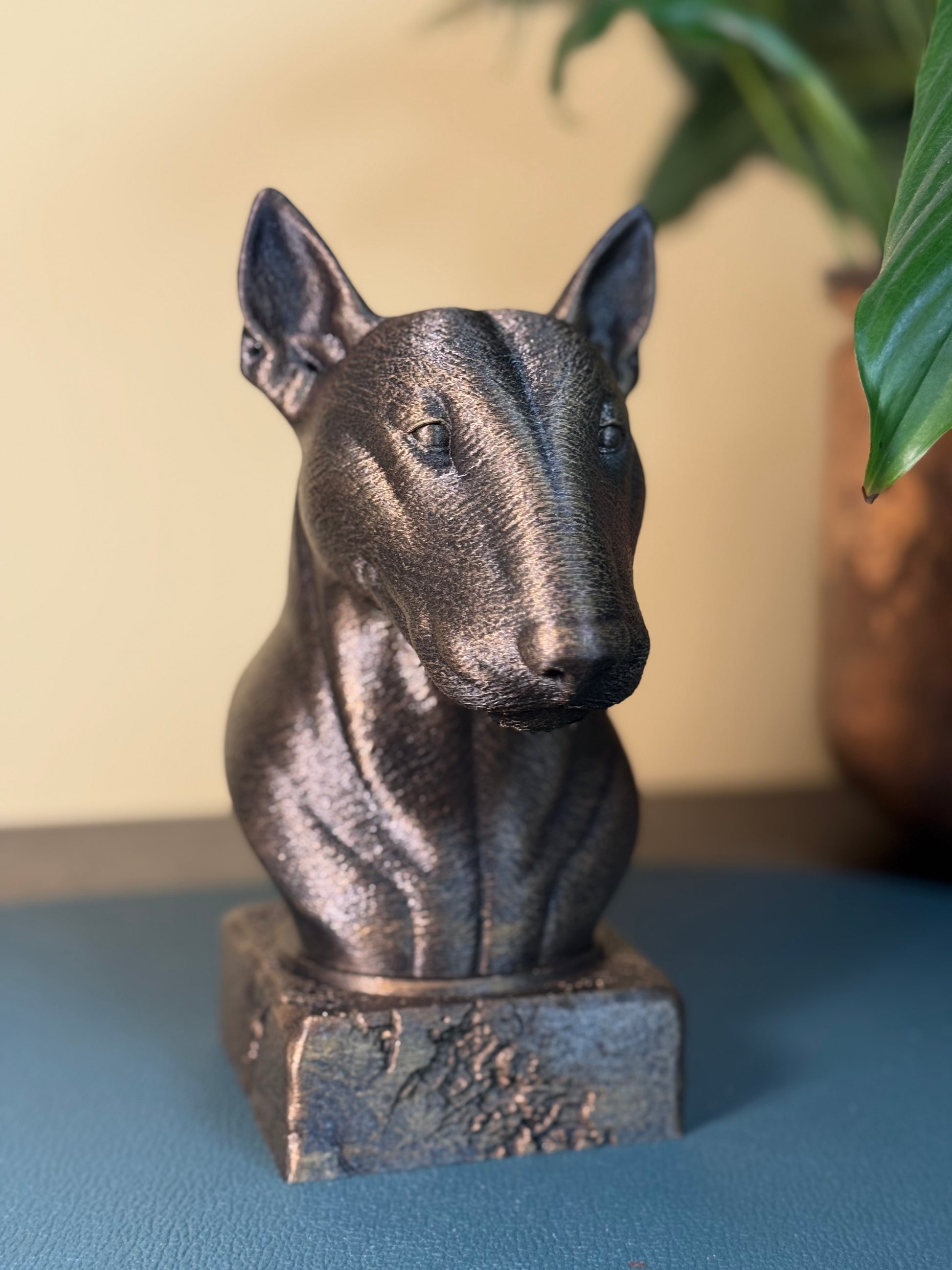 Bull Terrier antique bust – hand-painted 3D print dog statue collectible decor