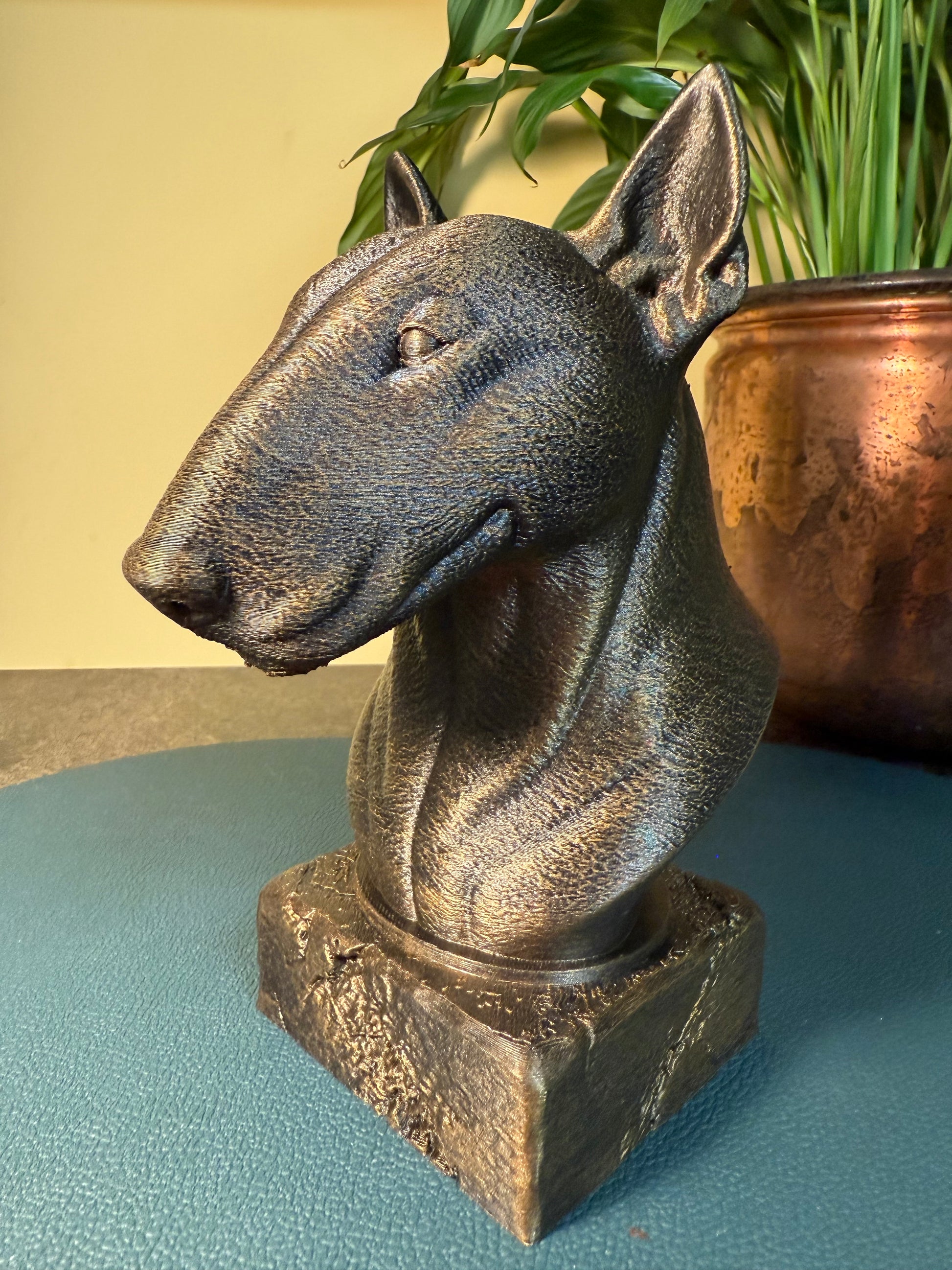 Bull Terrier full antique bust sculpture – 3D printed Bull Terrier statue, collectible home decor gift