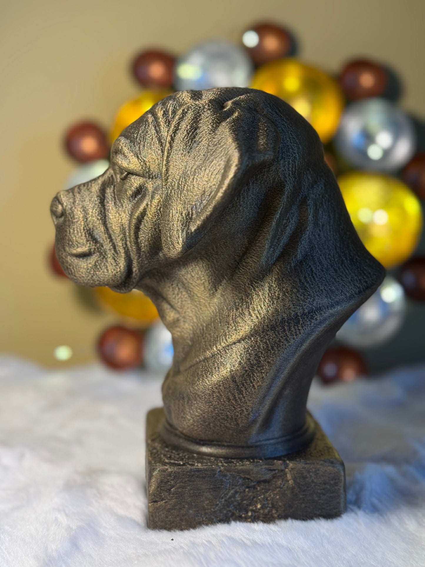 Cane Corso Spitsoren bust detail – antique finish hand-painted 3D print sculpture for dog lovers