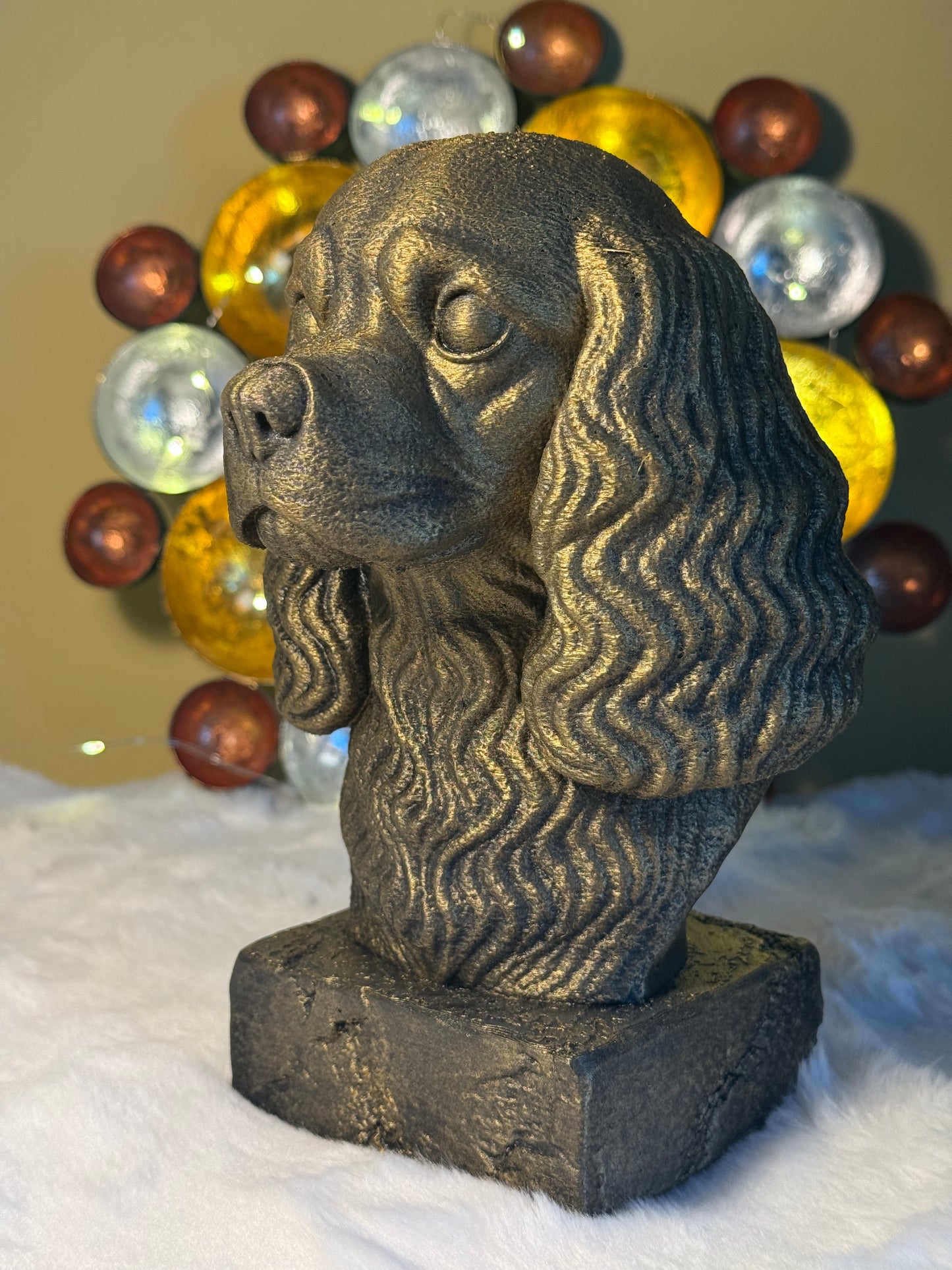 Cavalier King Charles Spaniel side view antique style bust – Cavalier King Charles Spaniel 3D printed dog statue home decor