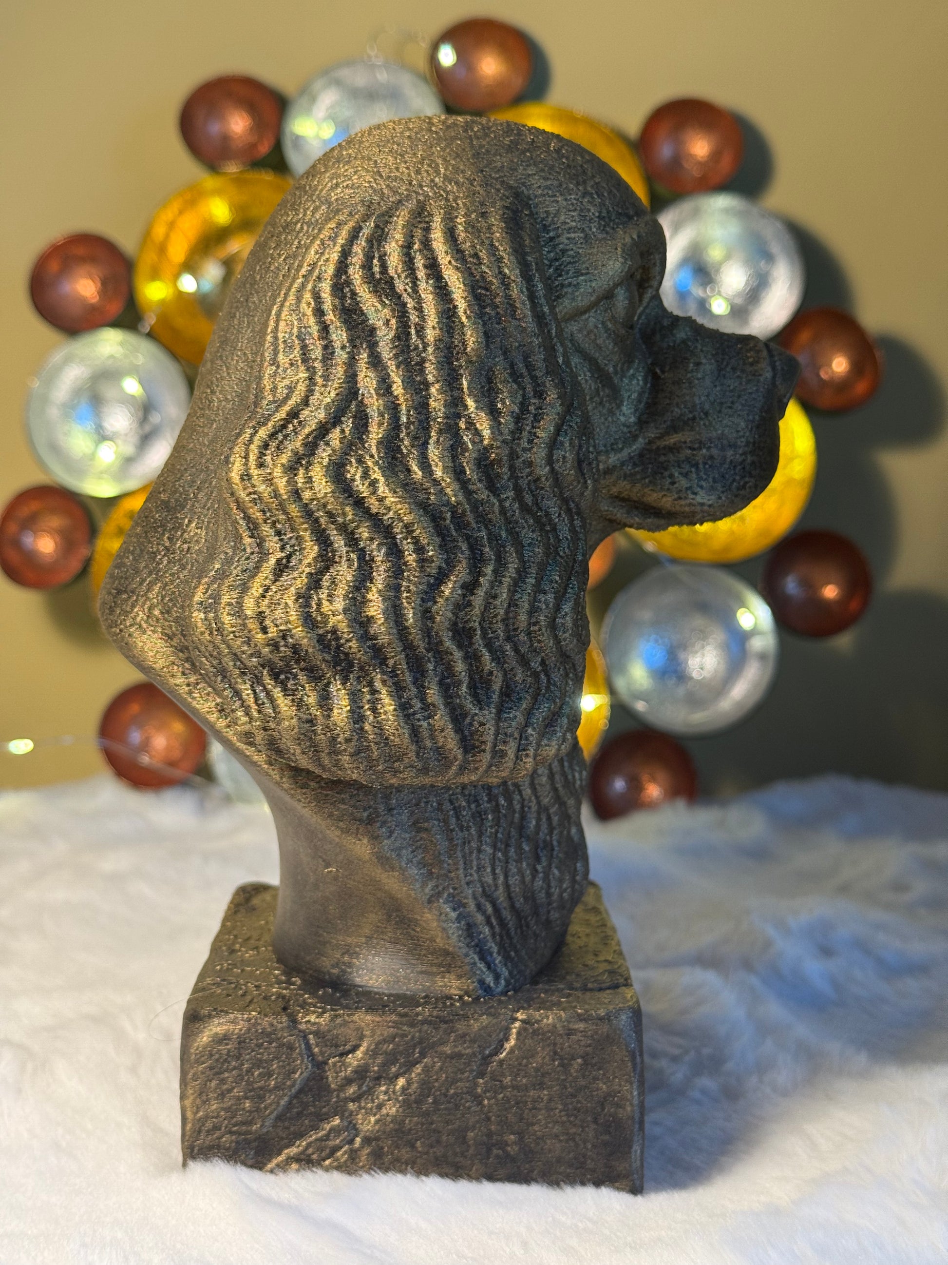 Cavalier King Charles Spaniel full antique bust sculpture – 3D printed Cavalier King Charles Spaniel statue, collectible home decor gift