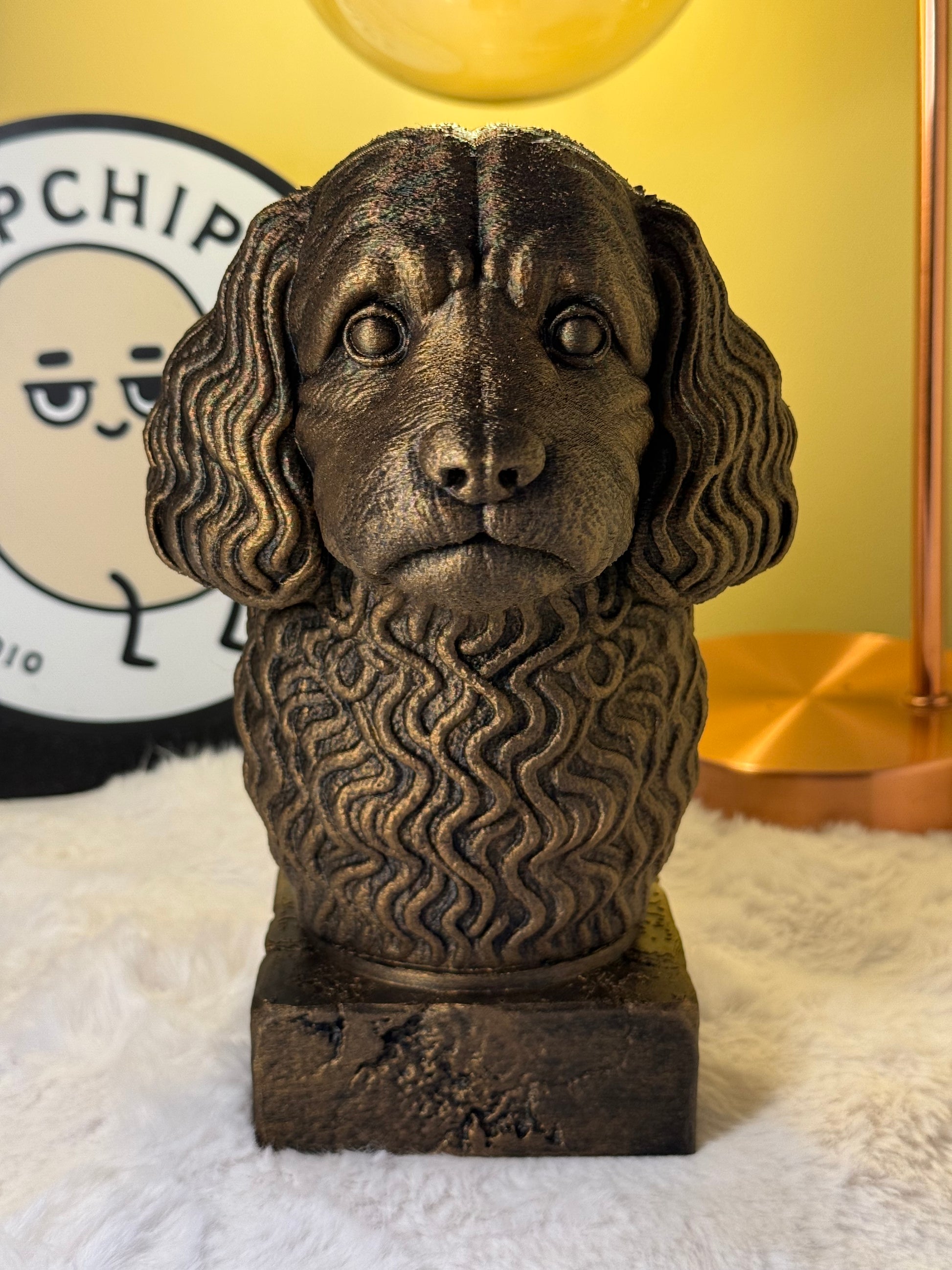 Cavapoo antique bust – hand-painted 3D print dog statue collectible decor