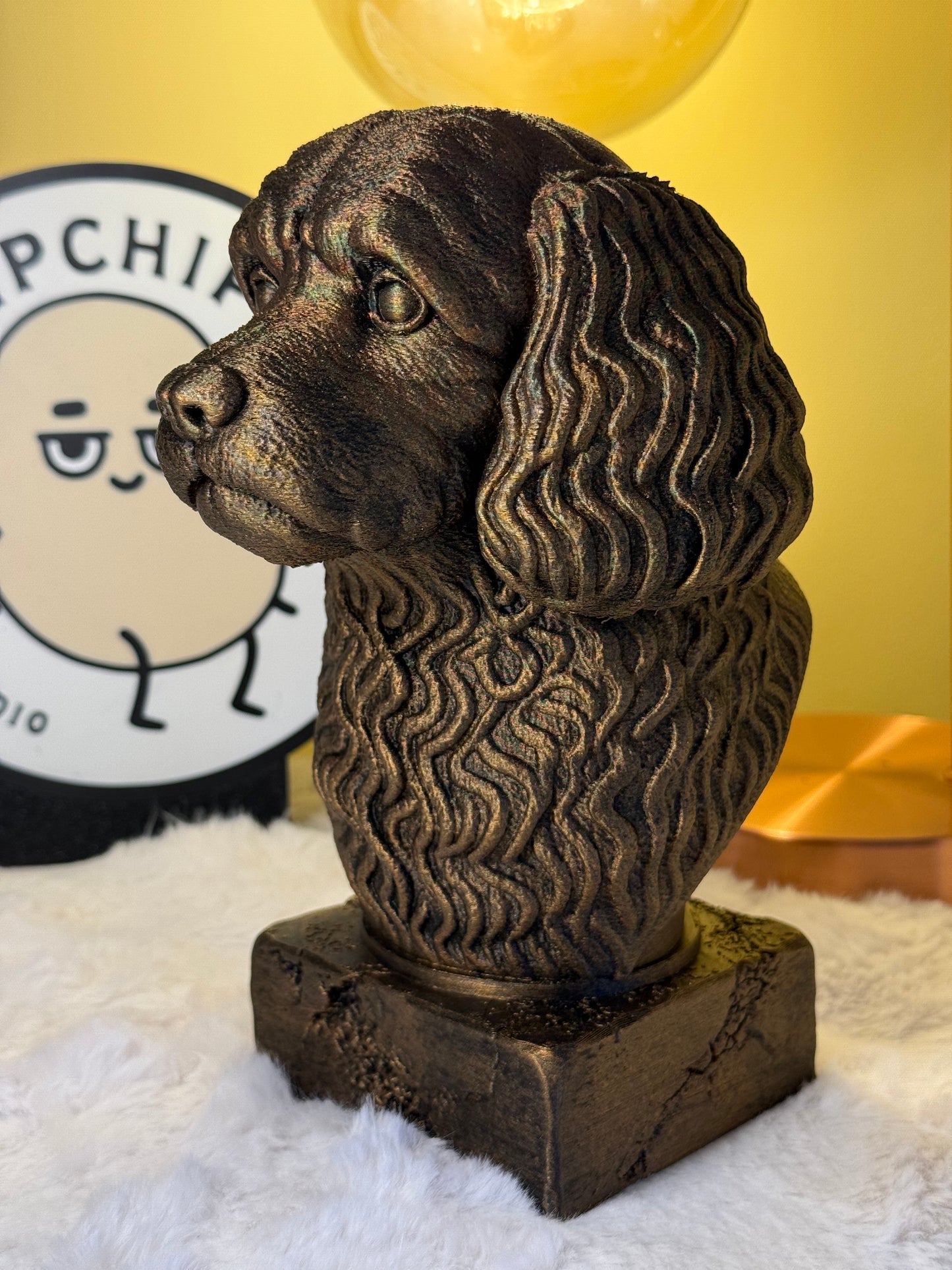 Cavapoo side view antique style bust – Cavapoo 3D printed dog statue home decor