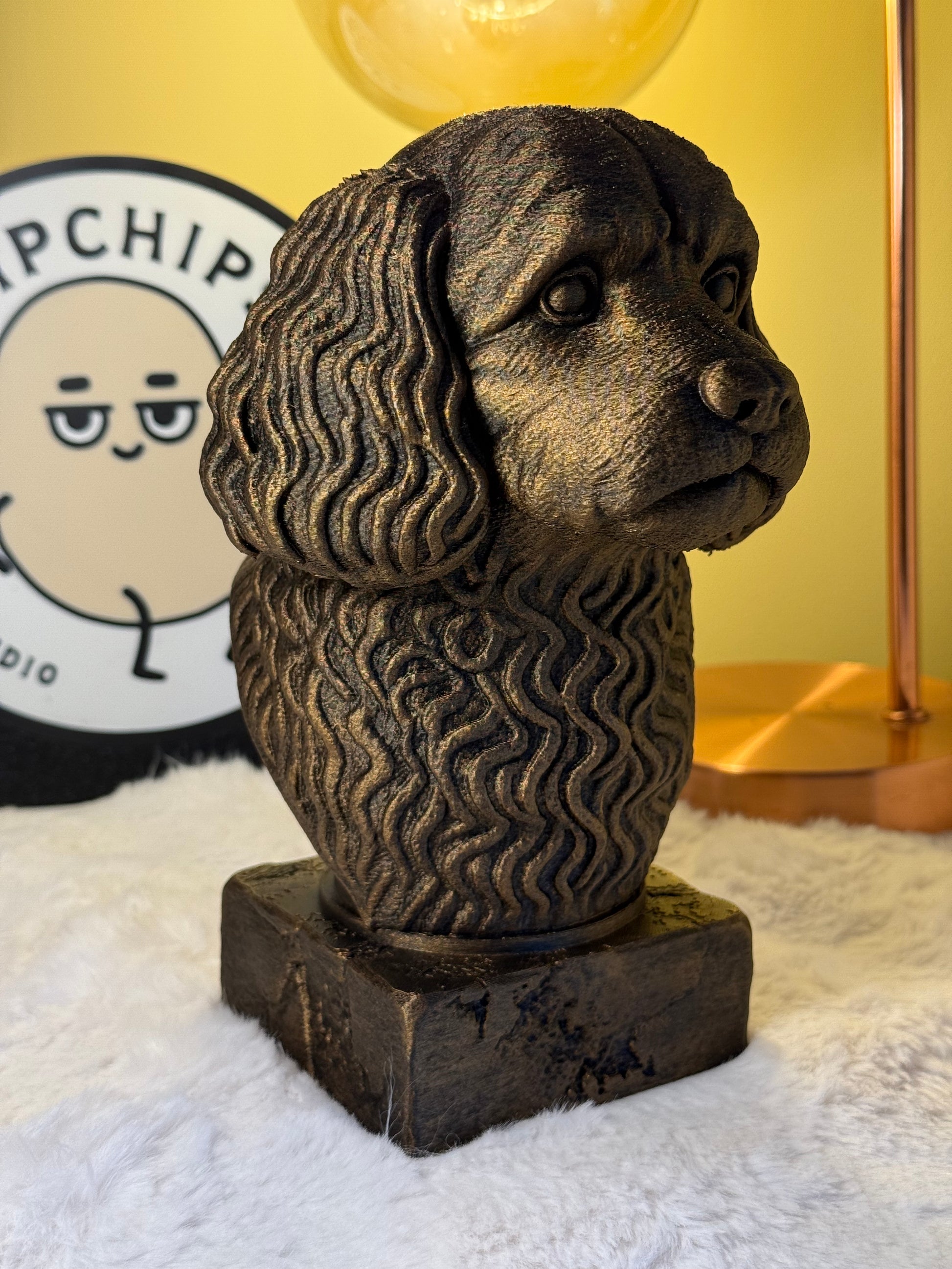 Cavapoo full antique bust sculpture – 3D printed Cavapoo statue, collectible home decor gift