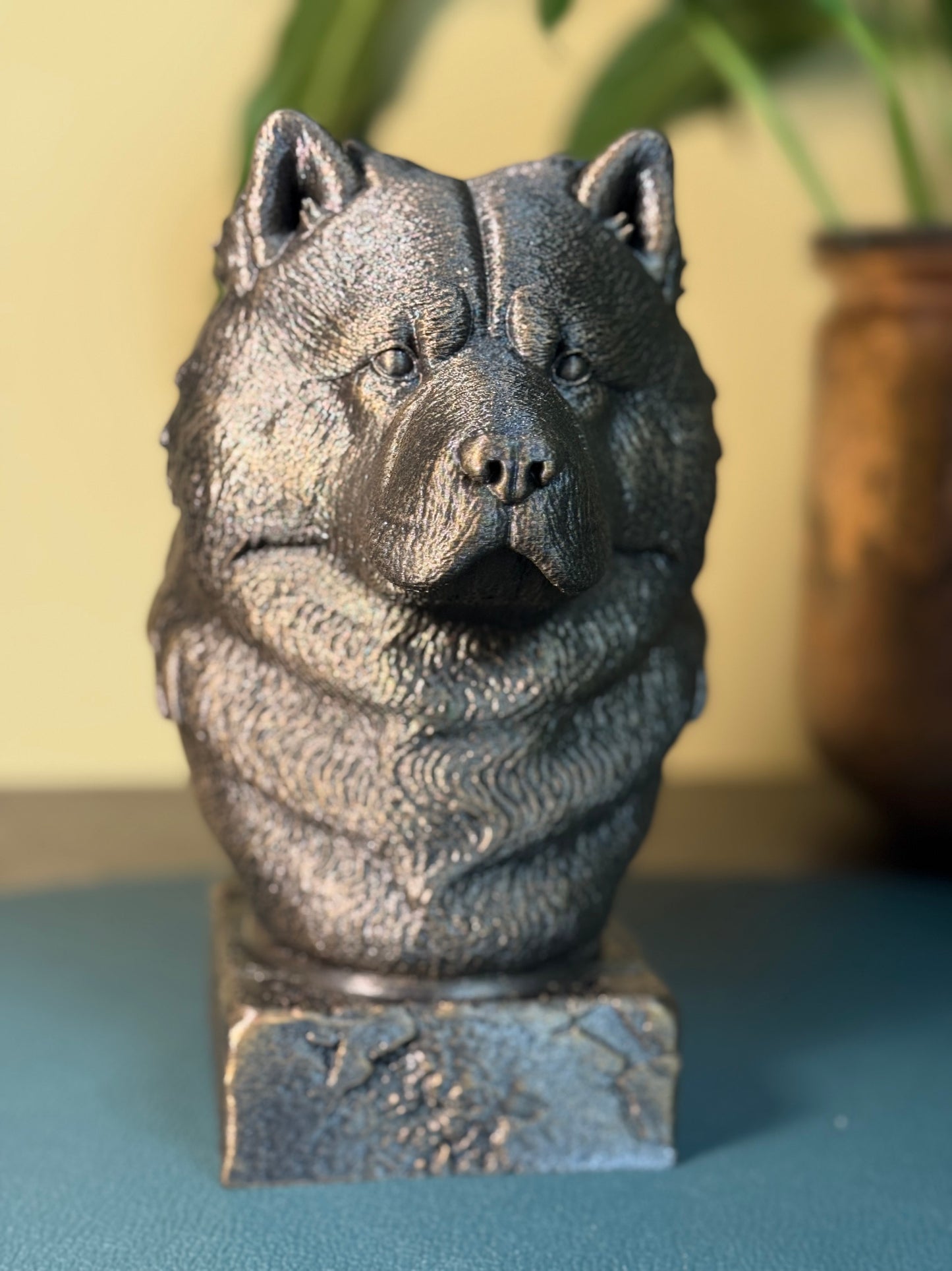 Chow Chow antique bust – hand-painted 3D print dog statue collectible decor