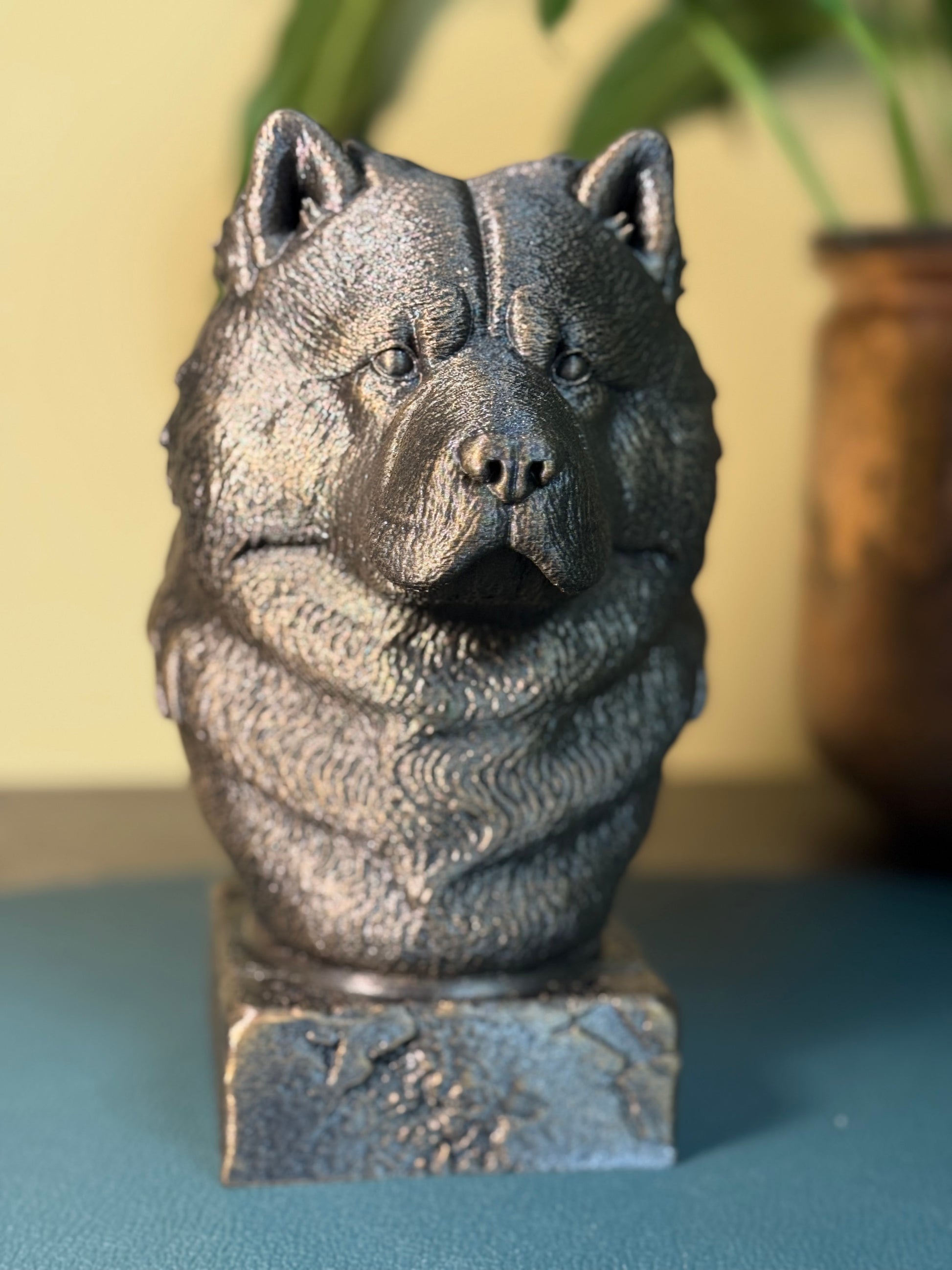 Chow Chow antique bust – hand-painted 3D print dog statue collectible decor