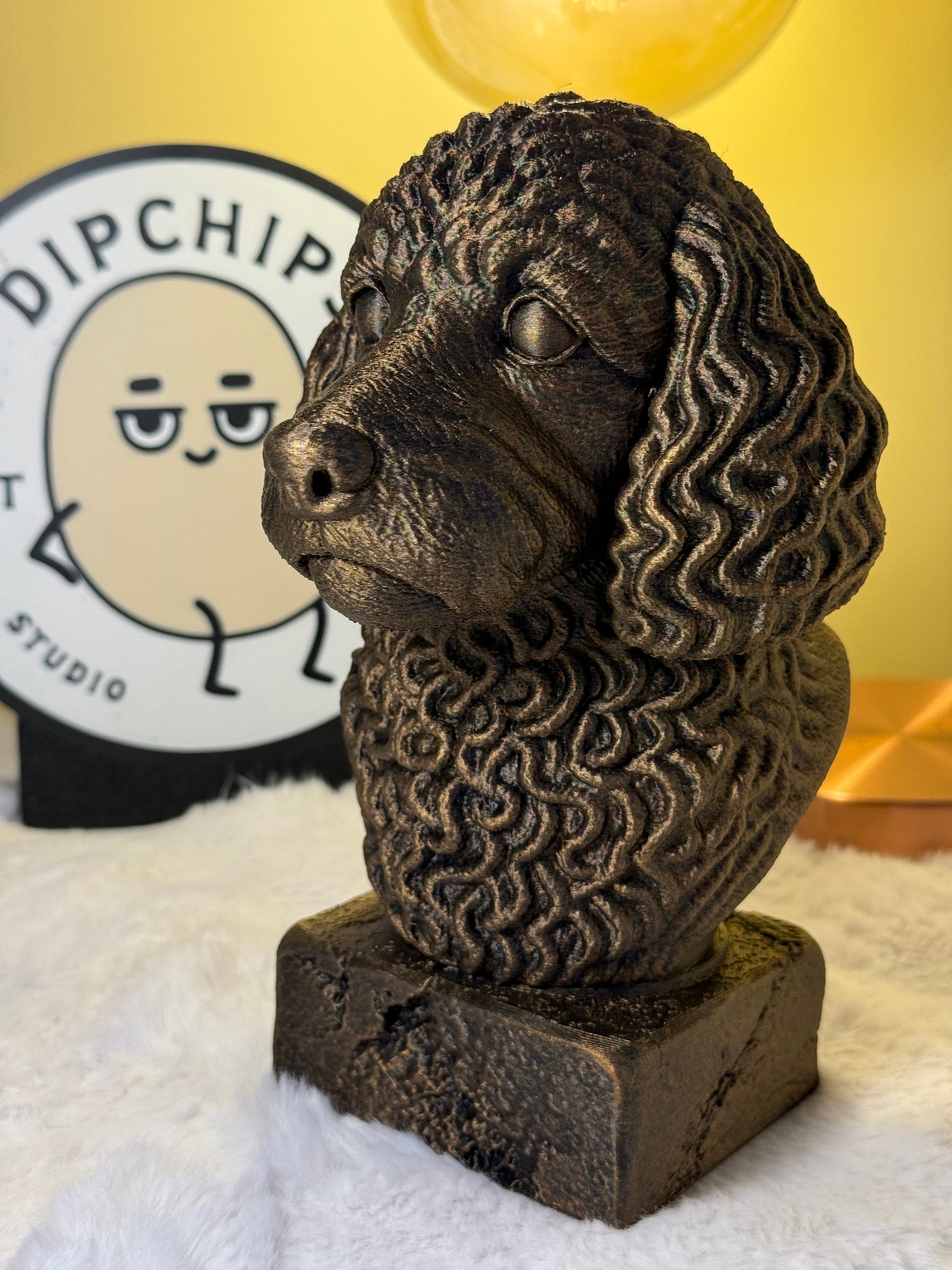 Cockapoo side view antique style bust – Cockapoo 3D printed dog statue home decor