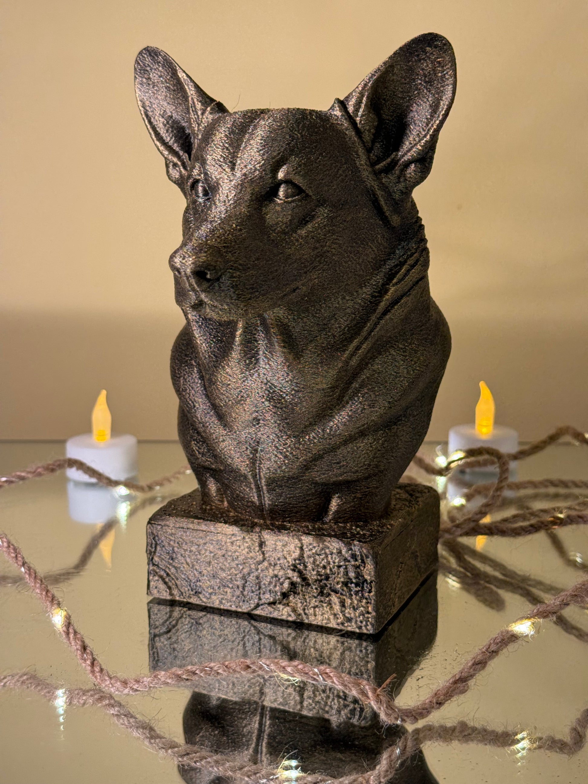 Corgi antique bust – hand-painted 3D print dog statue collectible decor