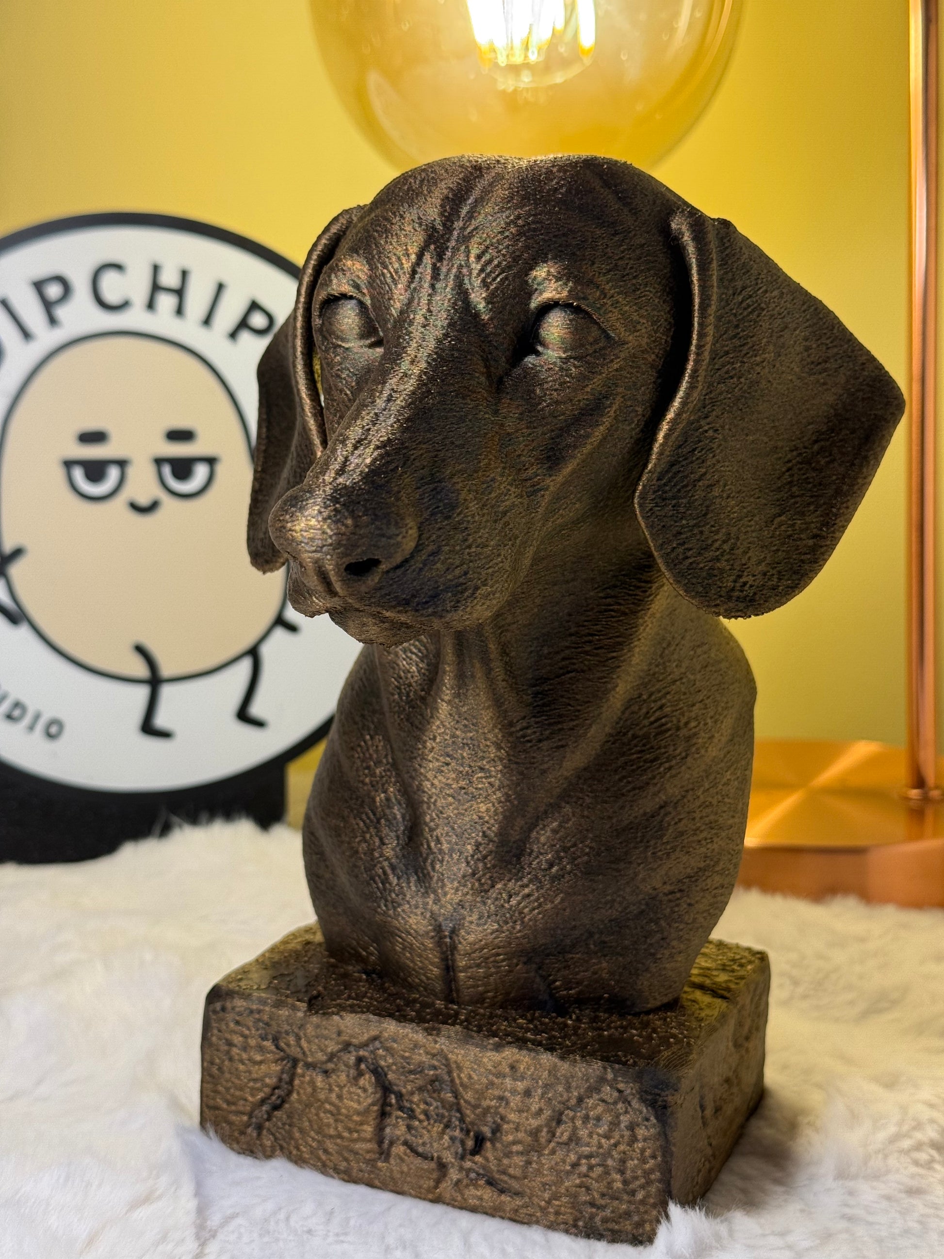 Dachshund antique bust – hand-painted 3D print dog statue collectible decor