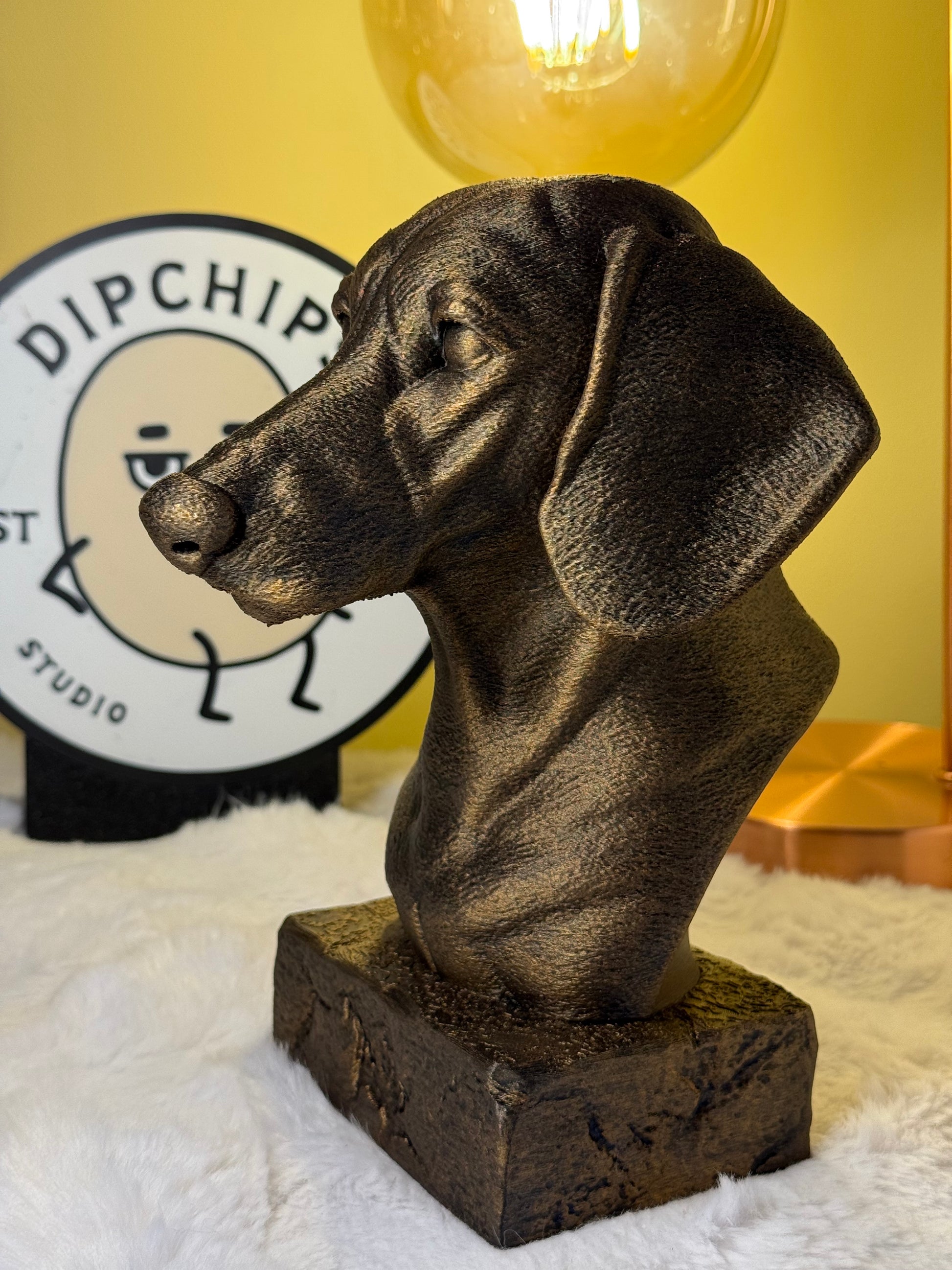 Dachshund side view antique style bust – Dachshund 3D printed dog statue home decor