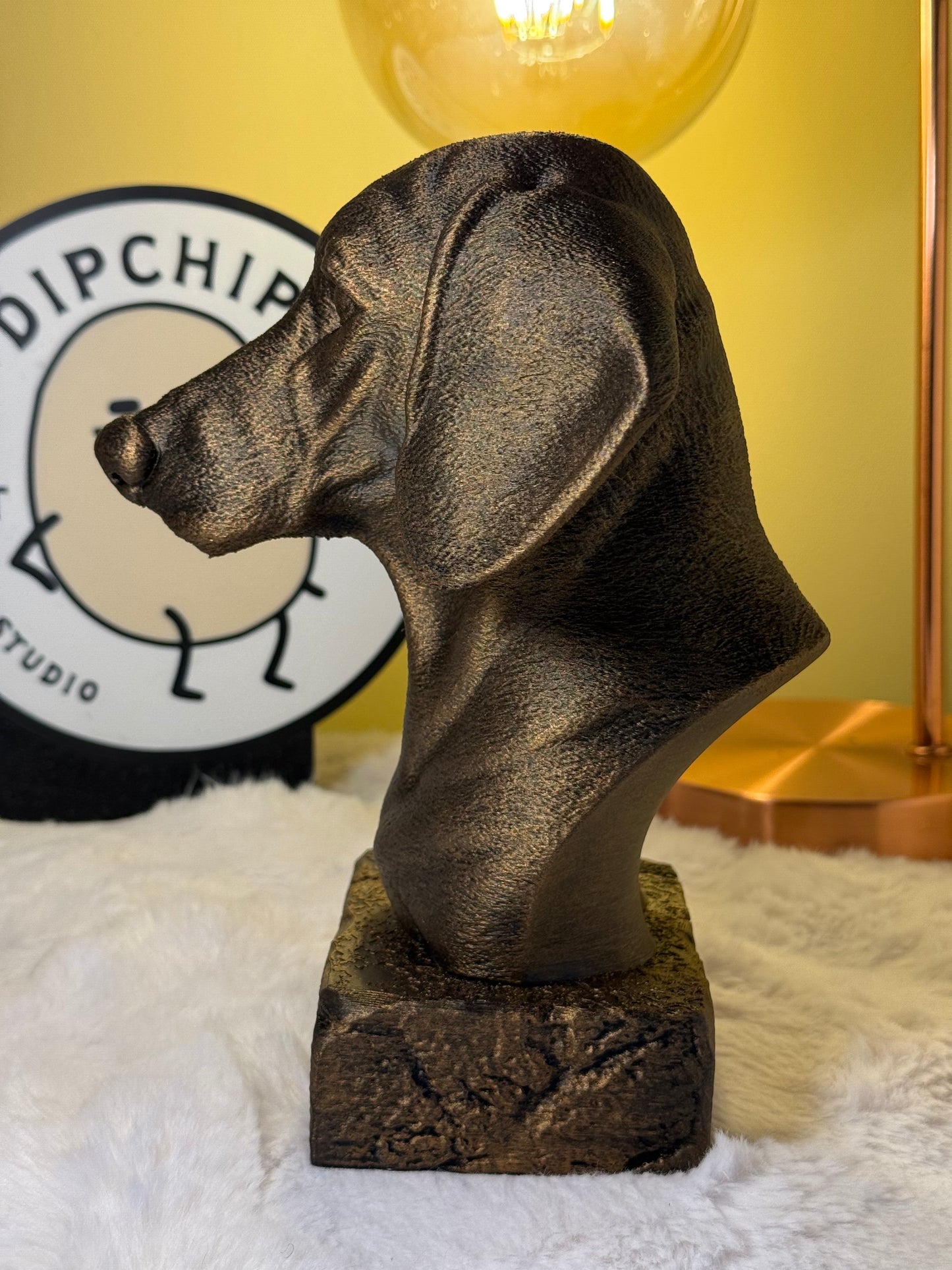 Dachshund bust detail – antique finish hand-painted 3D print sculpture for dog lovers