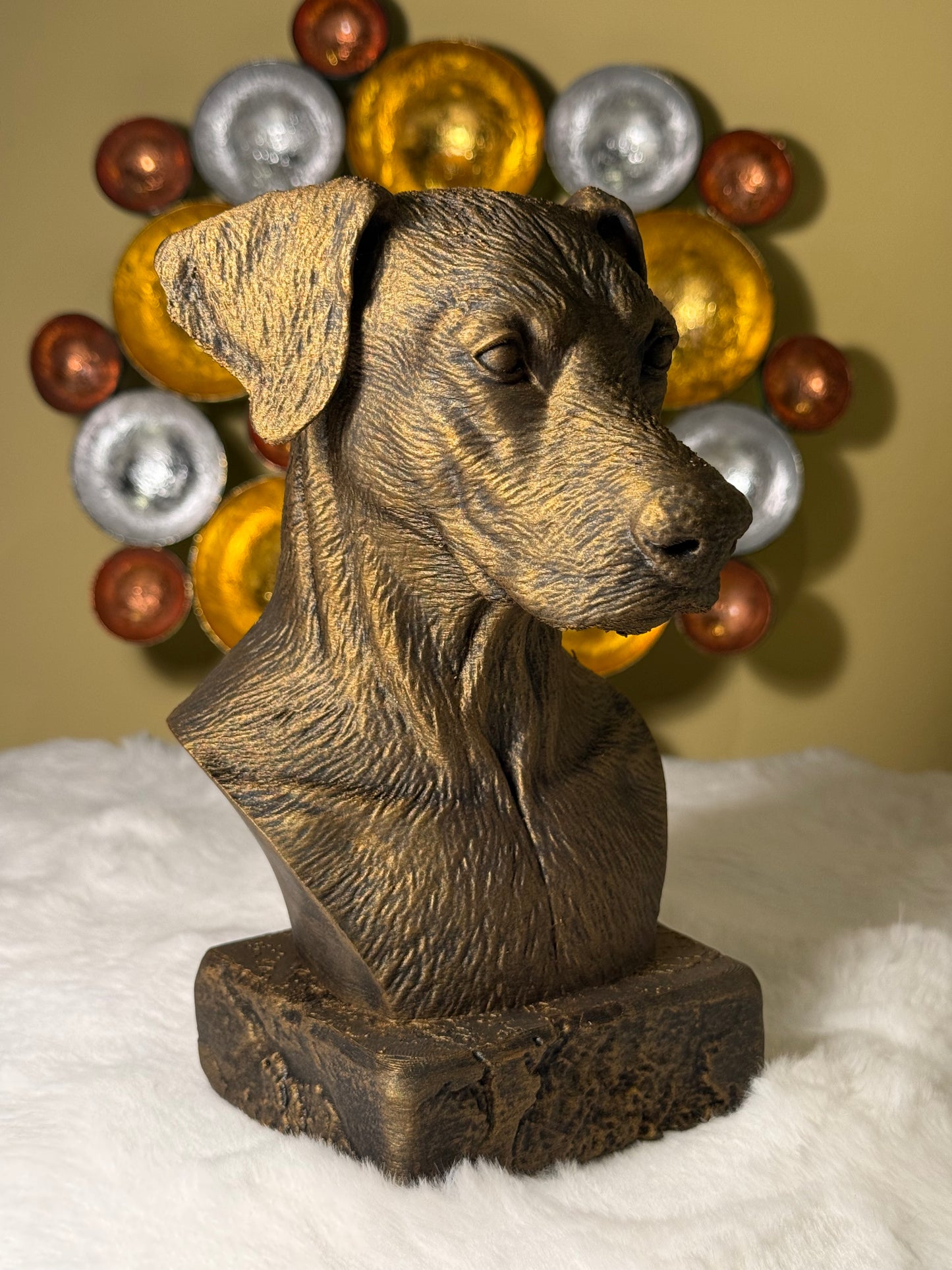 Doberman Natural Ears side view antique style bust – Doberman Natural Ears 3D printed dog statue home decor