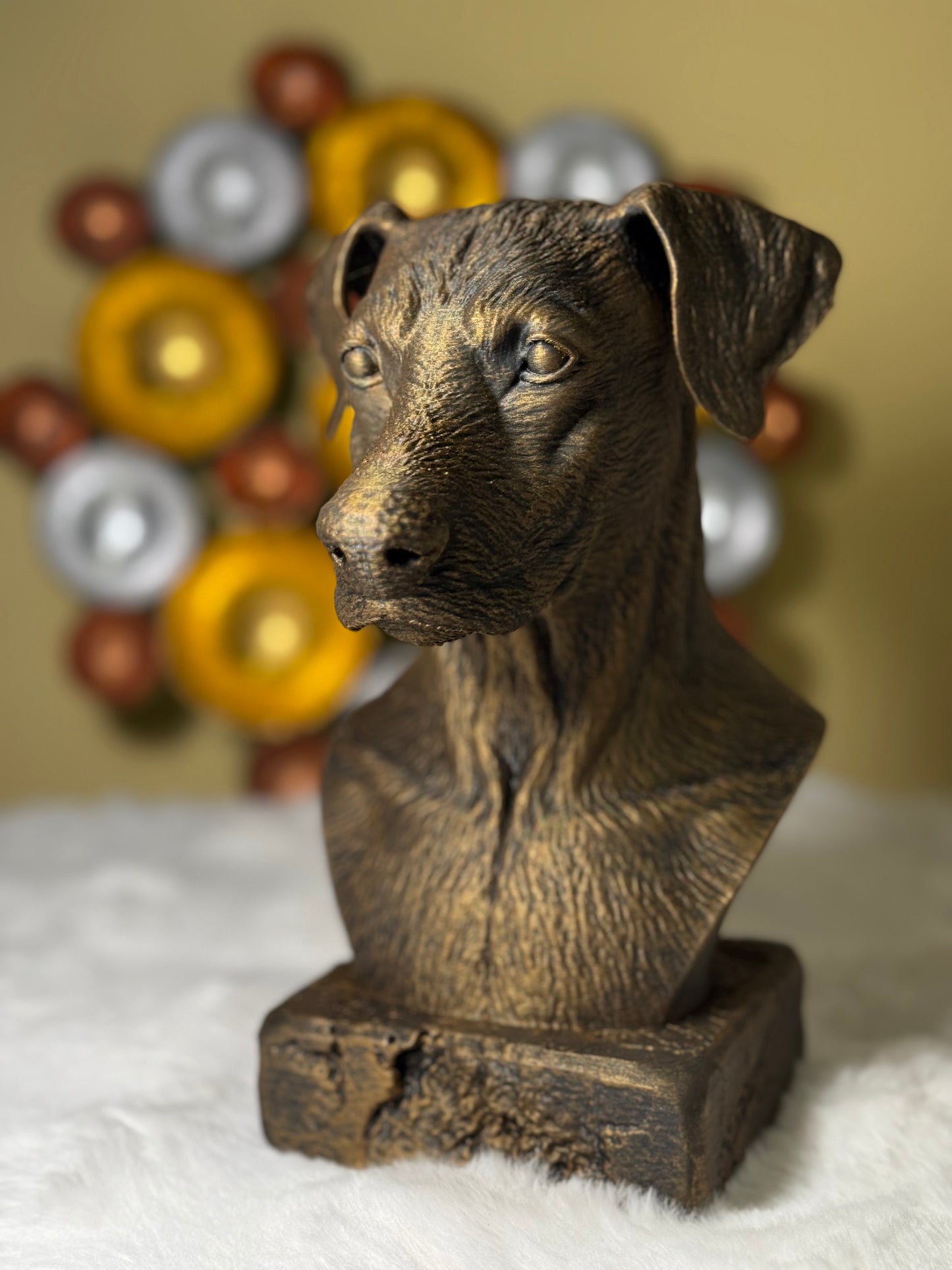 Doberman Natural Ears full antique bust sculpture – 3D printed Doberman Natural Ears statue, collectible home decor gift