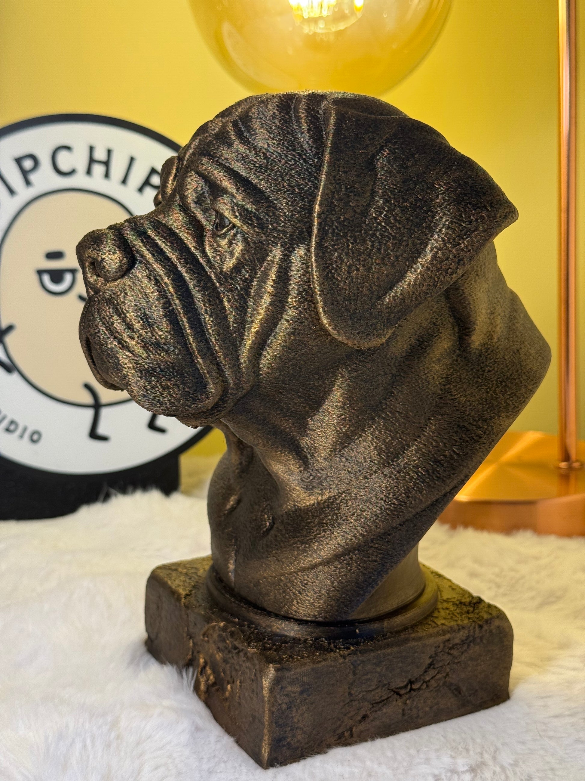 English Mastiff side view antique style bust – English Mastiff 3D printed dog statue home decor