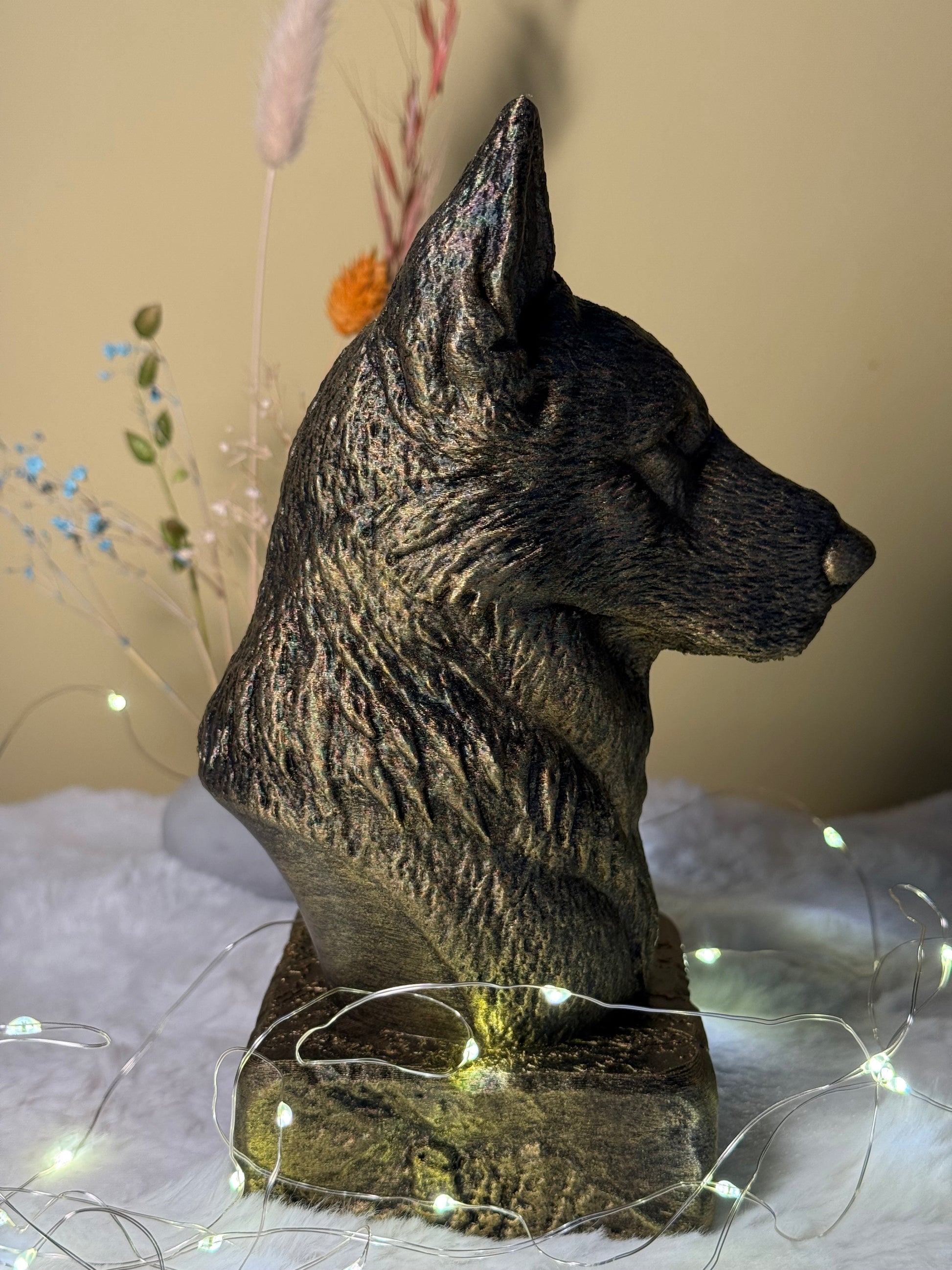 Old German Shephard full antique bust sculpture – 3D printed Old German Shephard statue, collectible home decor gift