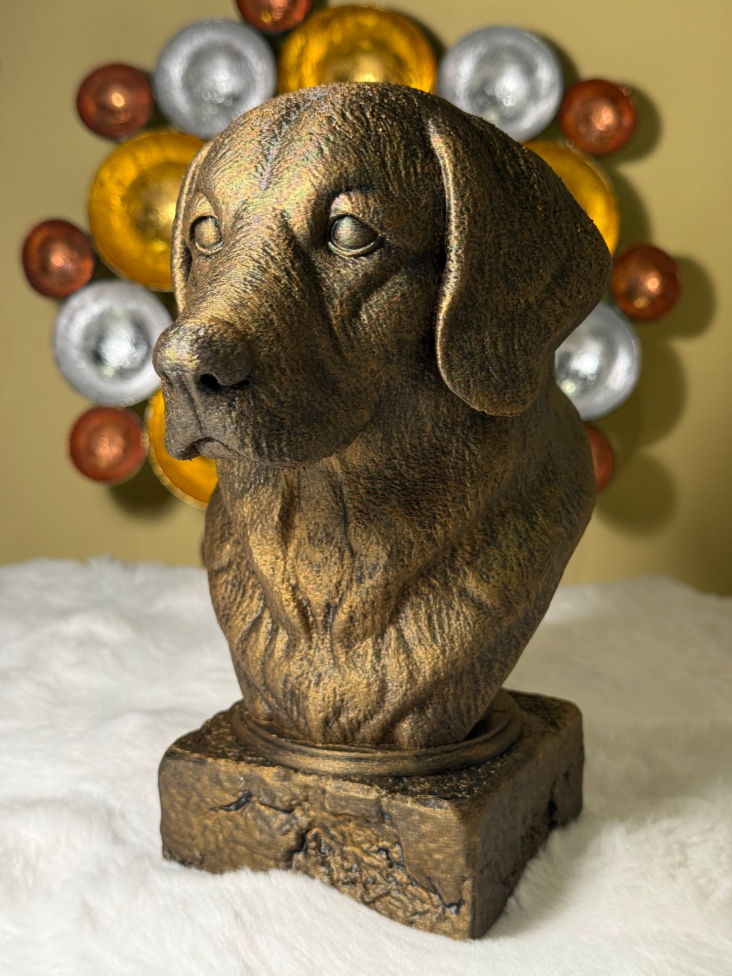 Golden Retriever antique bust – hand-painted 3D print dog statue collectible decor