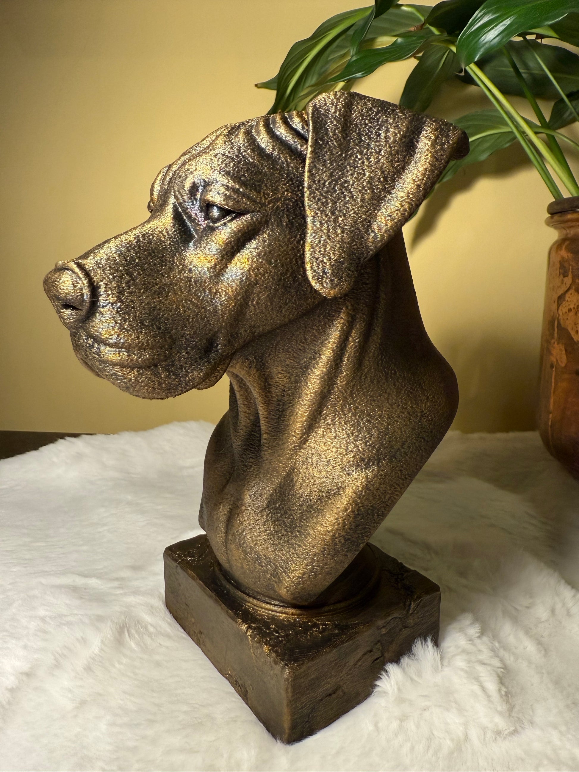 Great Dane side view antique style bust – Great Dane 3D printed dog statue home decor